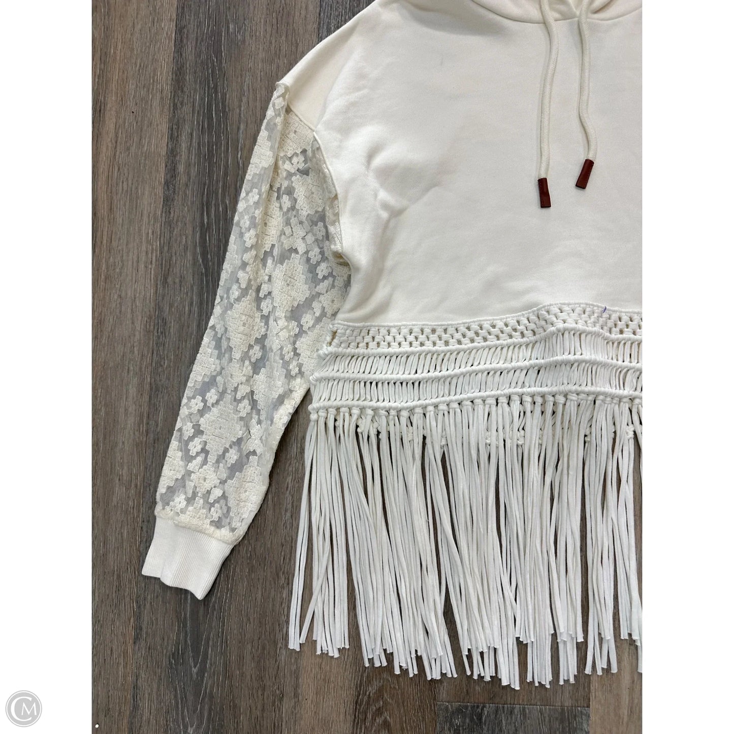 Sweatshirt Hoodie By Desigual In Cream, Size: S