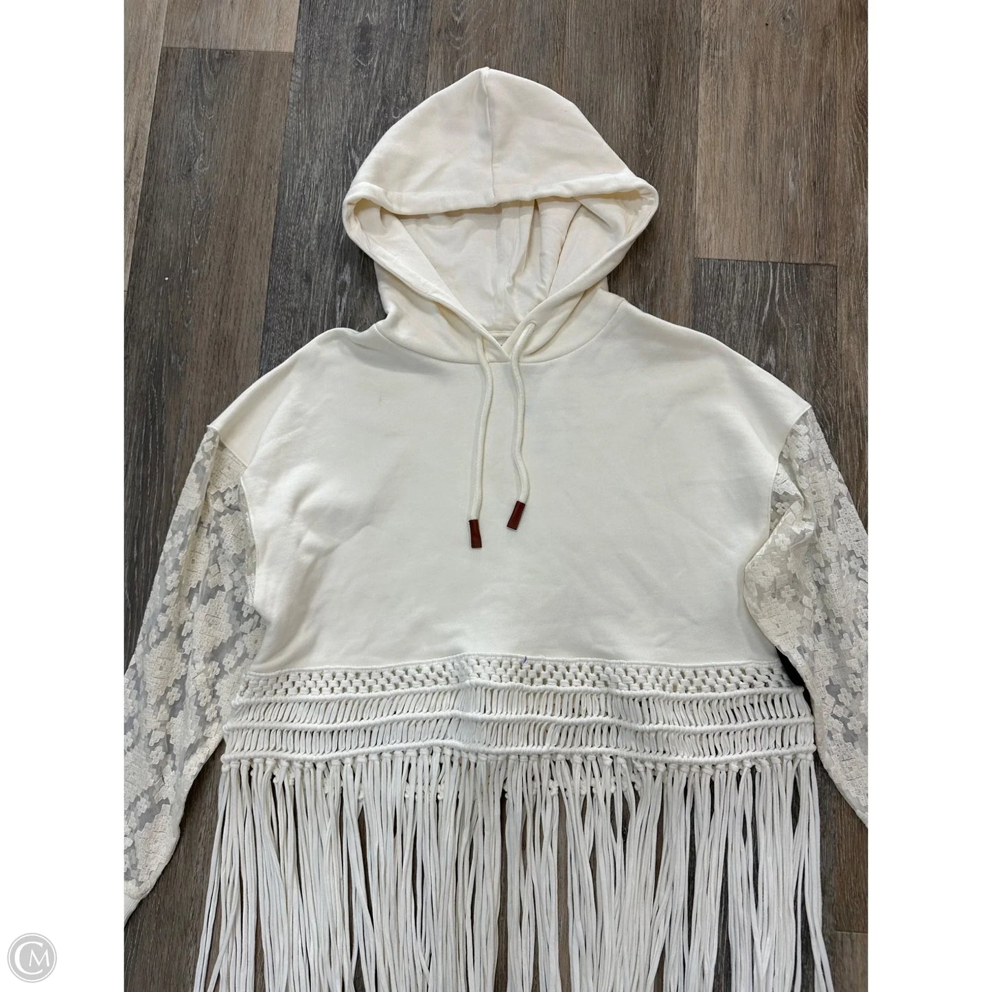Sweatshirt Hoodie By Desigual In Cream, Size: S