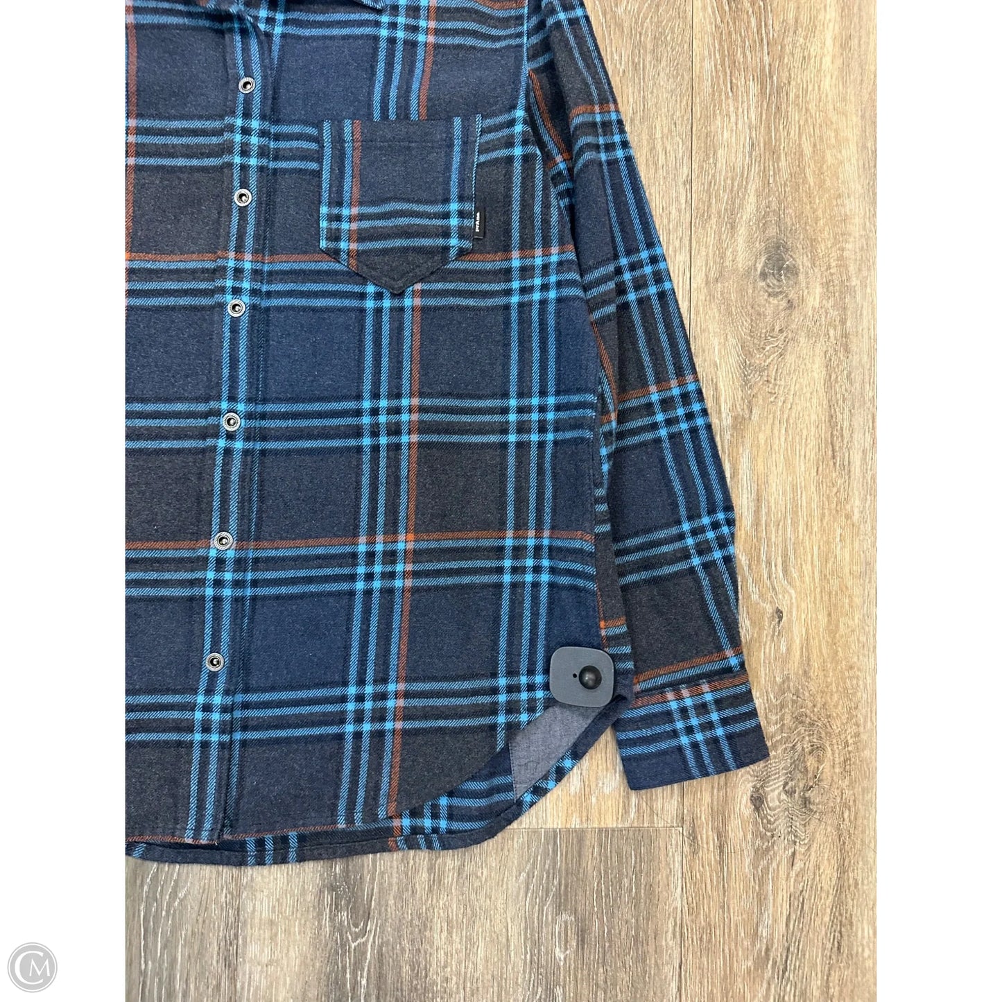 Blouse Long Sleeve By Prana In Plaid Pattern, Size: S