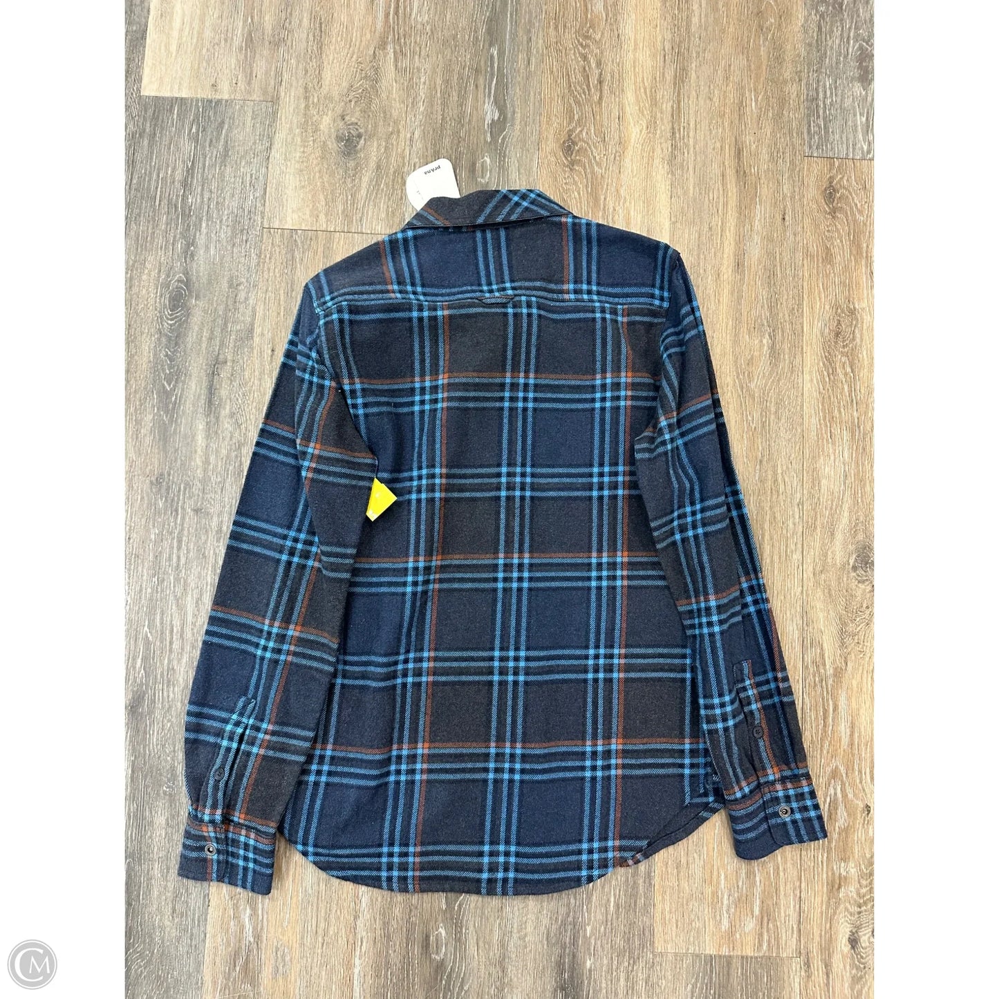 Blouse Long Sleeve By Prana In Plaid Pattern, Size: S