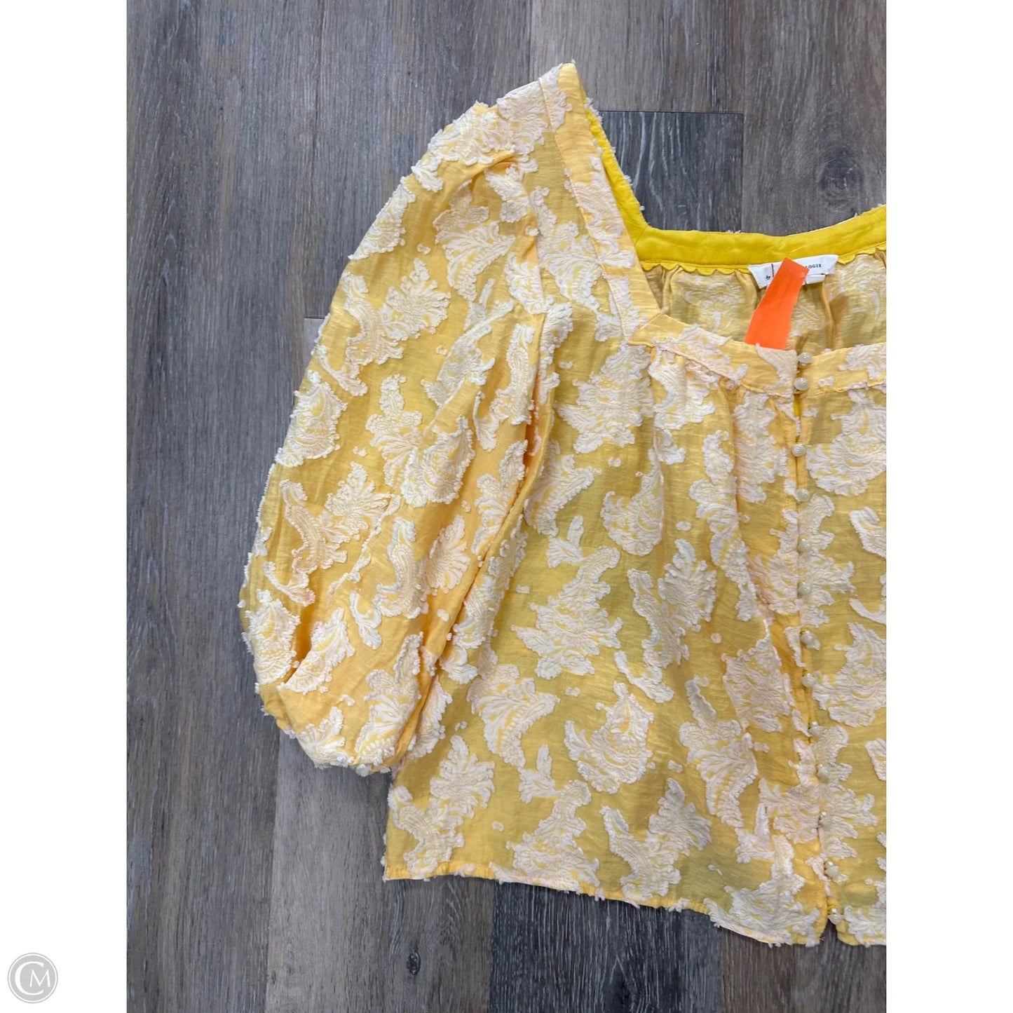 Blouse Long Sleeve By Anthropologie In Yellow, Size: S