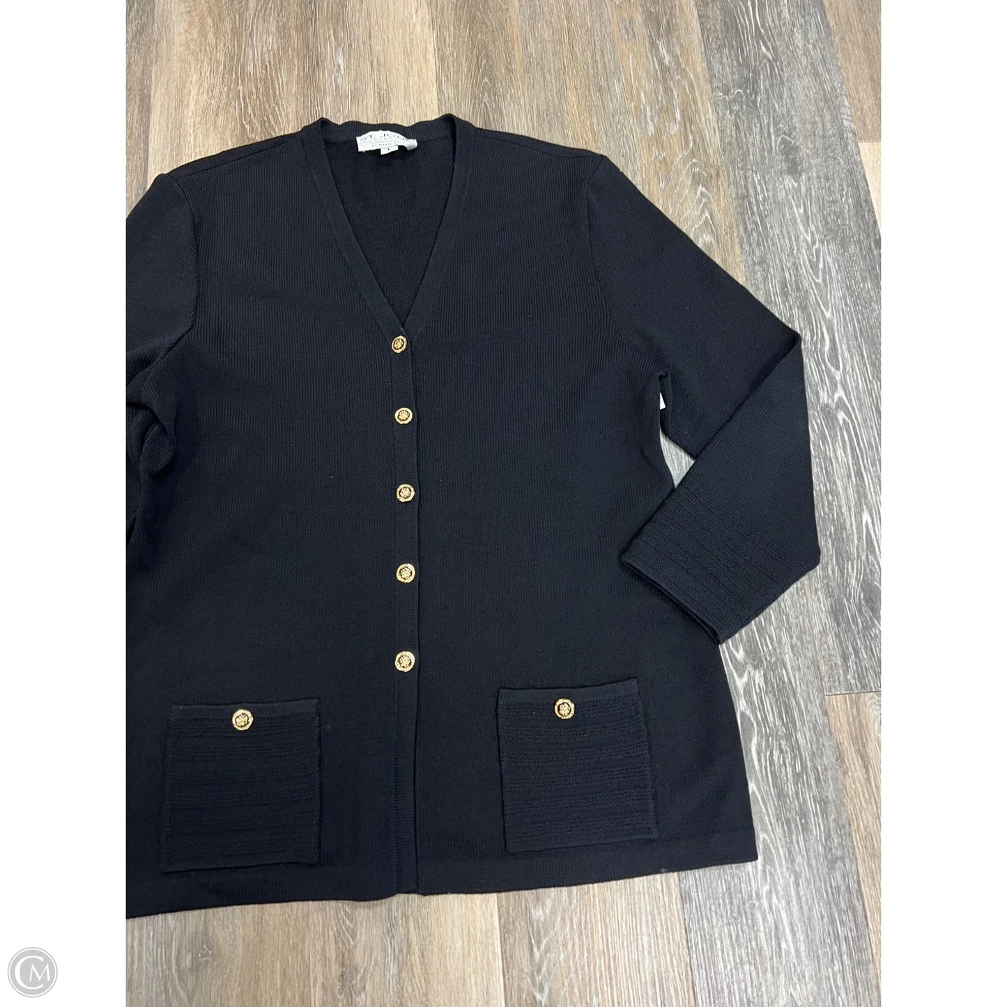 Sweater Cardigan Luxury Designer By St John Collection In Black, Size: L