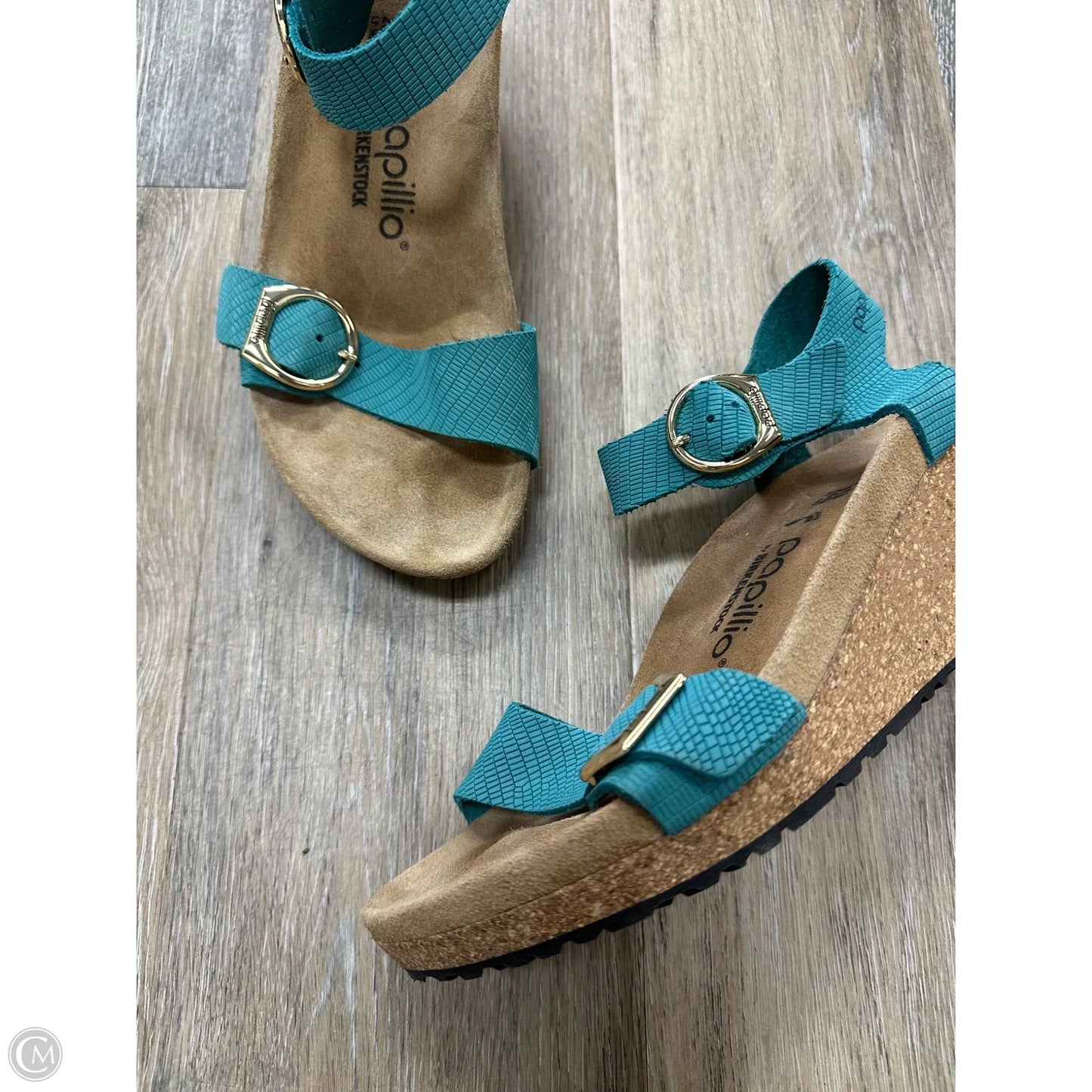 Sandals Heels Wedge By Birkenstock In Blue, Size: 9