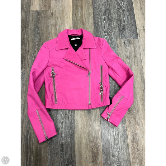 Jacket Leather By J Brand In Pink, Size: S