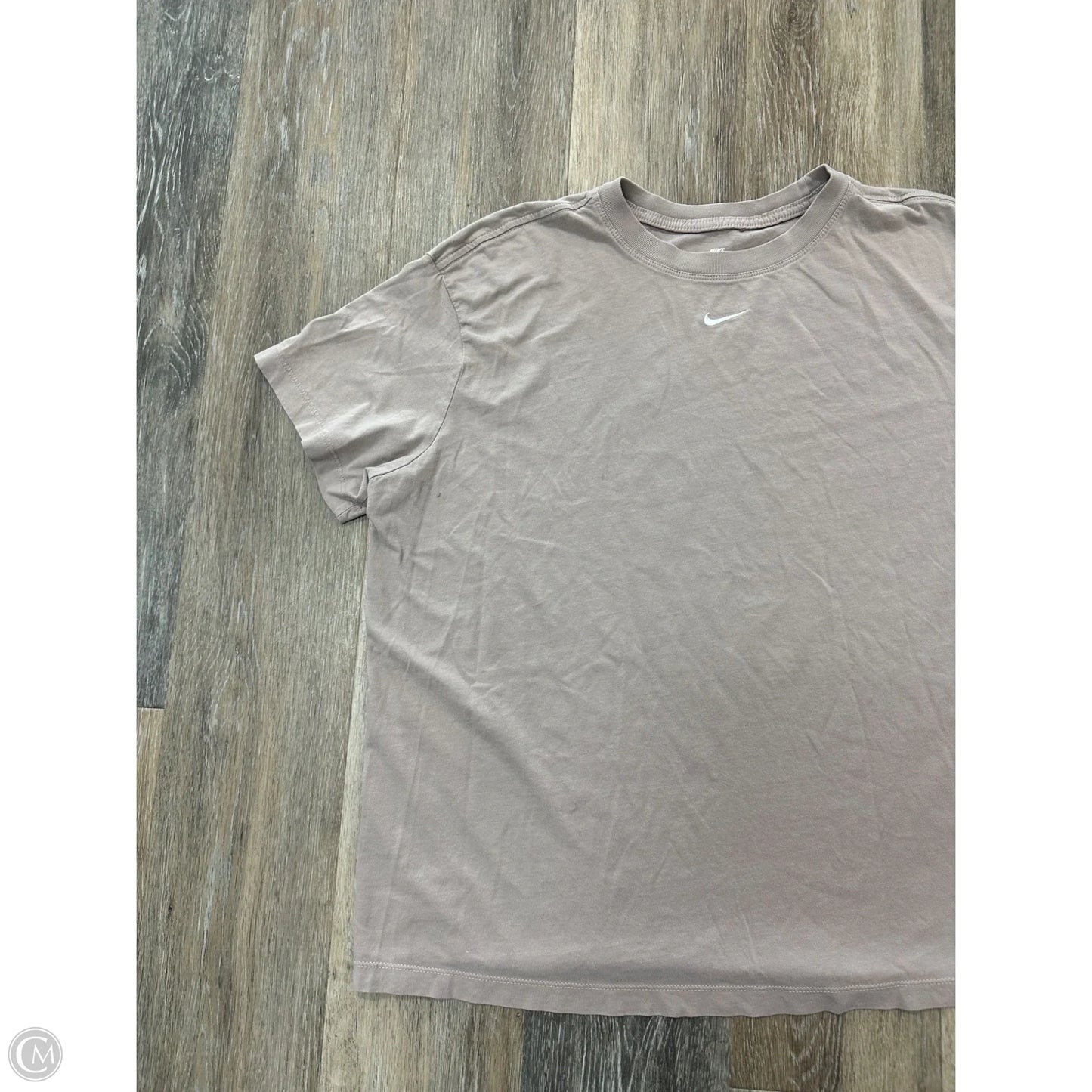 Athletic Top Short Sleeve By Nike Apparel In Tan, Size: L