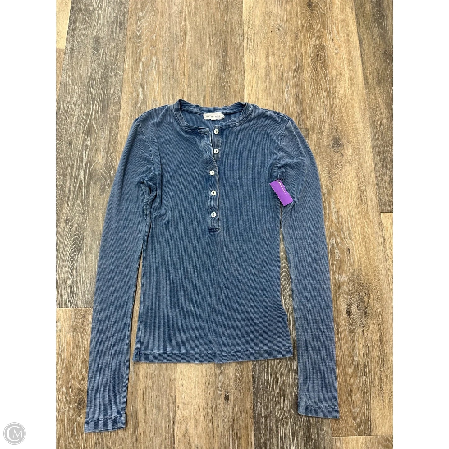 Top Long Sleeve By Good American In Blue, Size: S