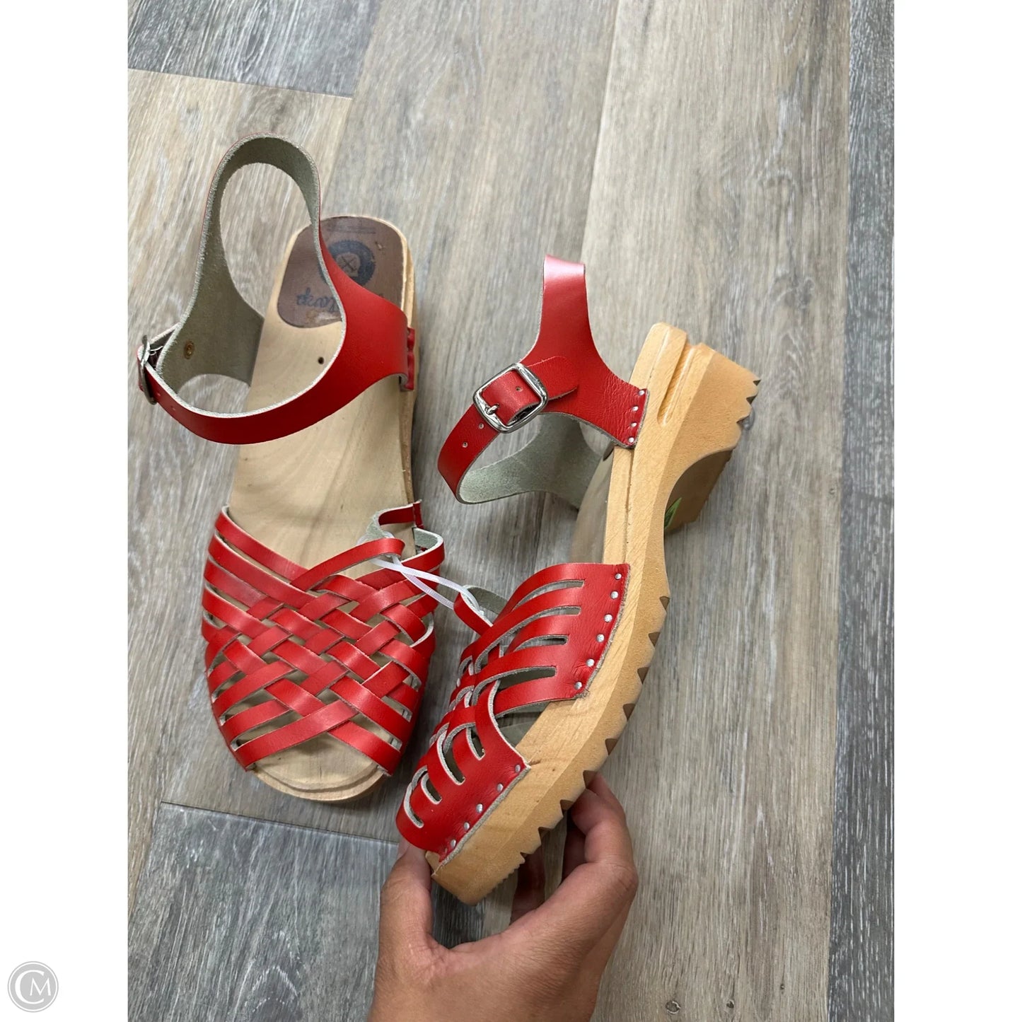 Sandals Heels Block By Troentorps In Red & Tan, Size: 10