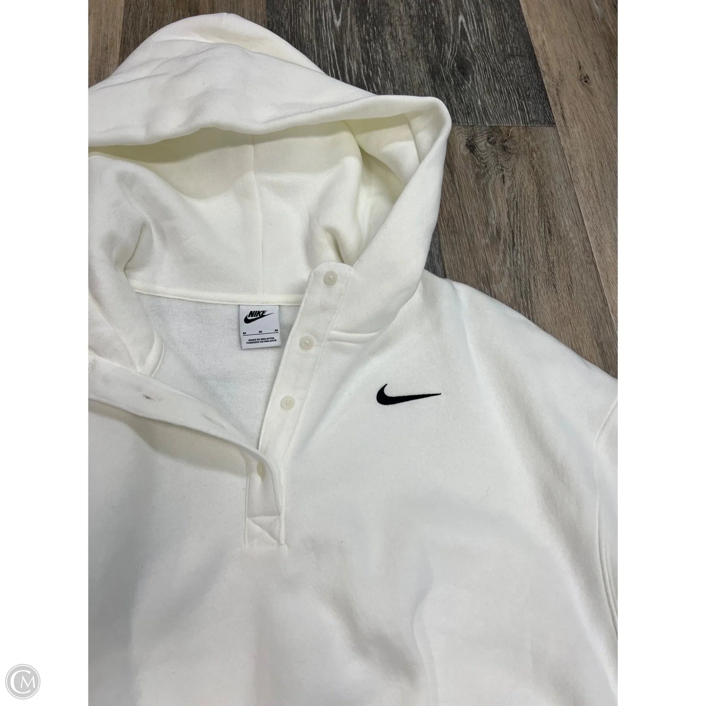 Athletic Sweatshirt Hoodie By Nike Apparel In Cream, Size: M