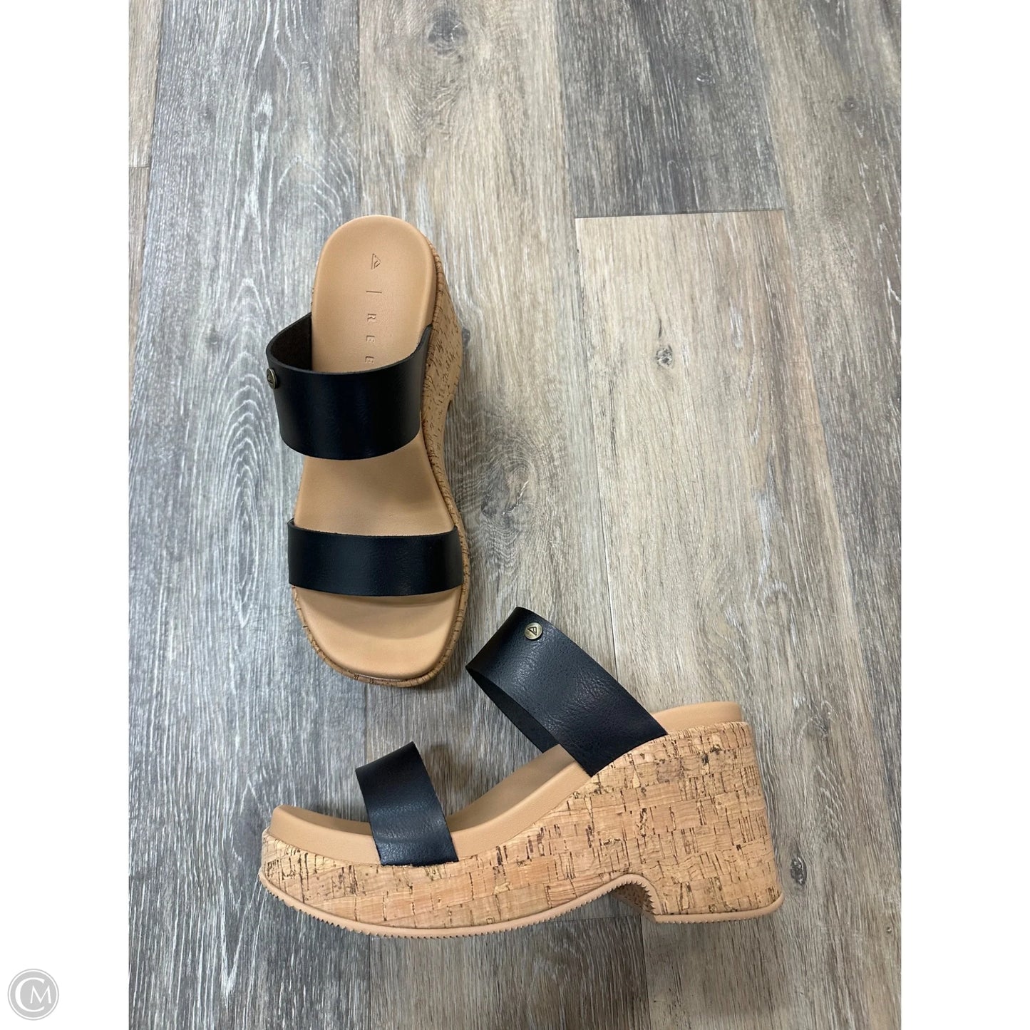 Sandals Heels Wedge By Reef In Black & Brown, Size: 9