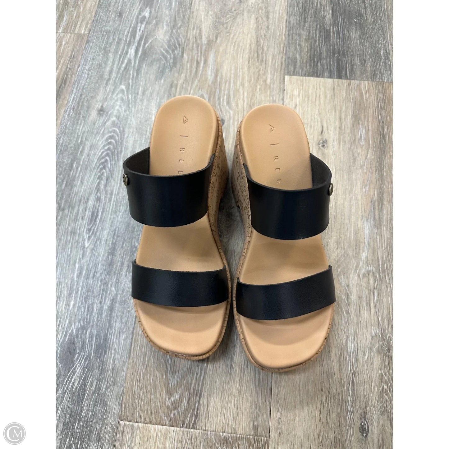 Sandals Heels Wedge By Reef In Black & Brown, Size: 9