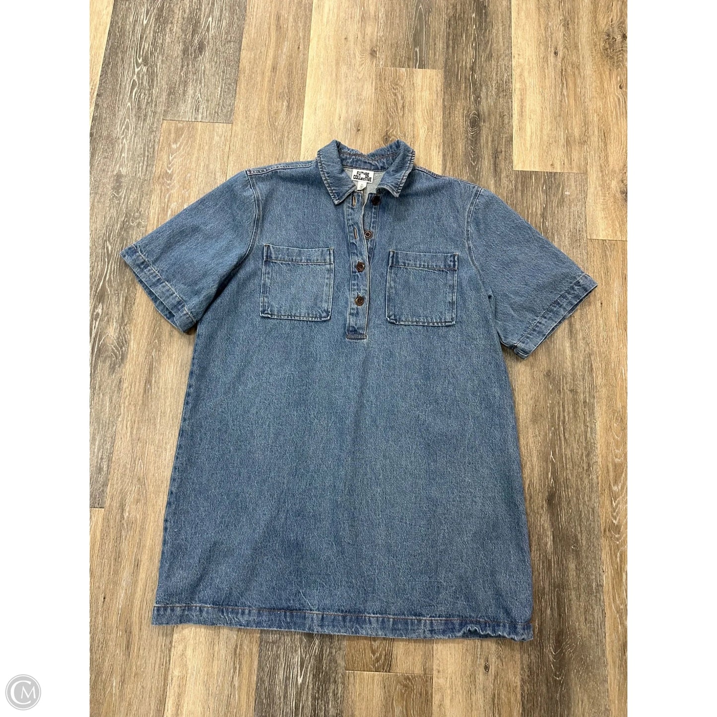 Dress Casual Short By Future Collective In Blue Denim, Size: Xl
