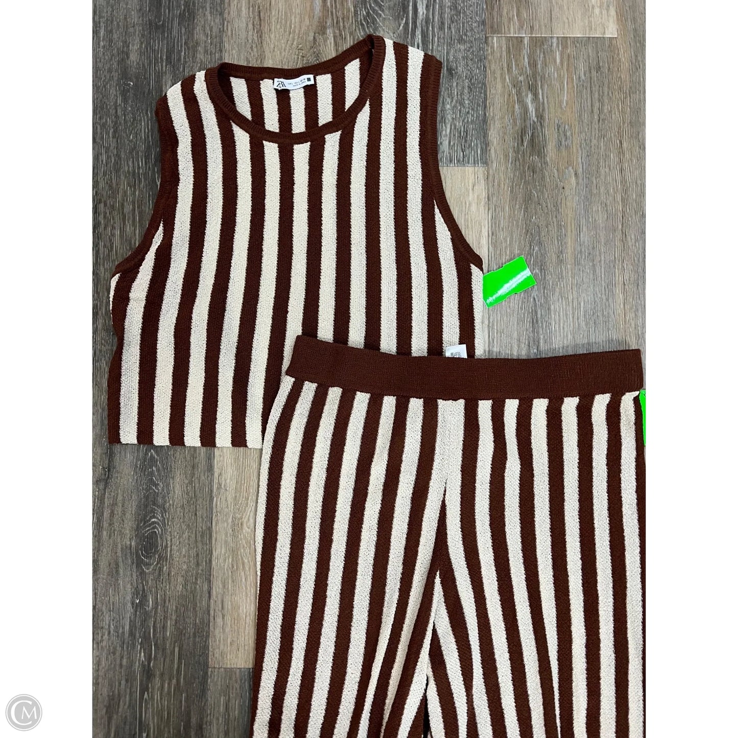 Pants Set 2pc By Zara In Striped Pattern, Size: L