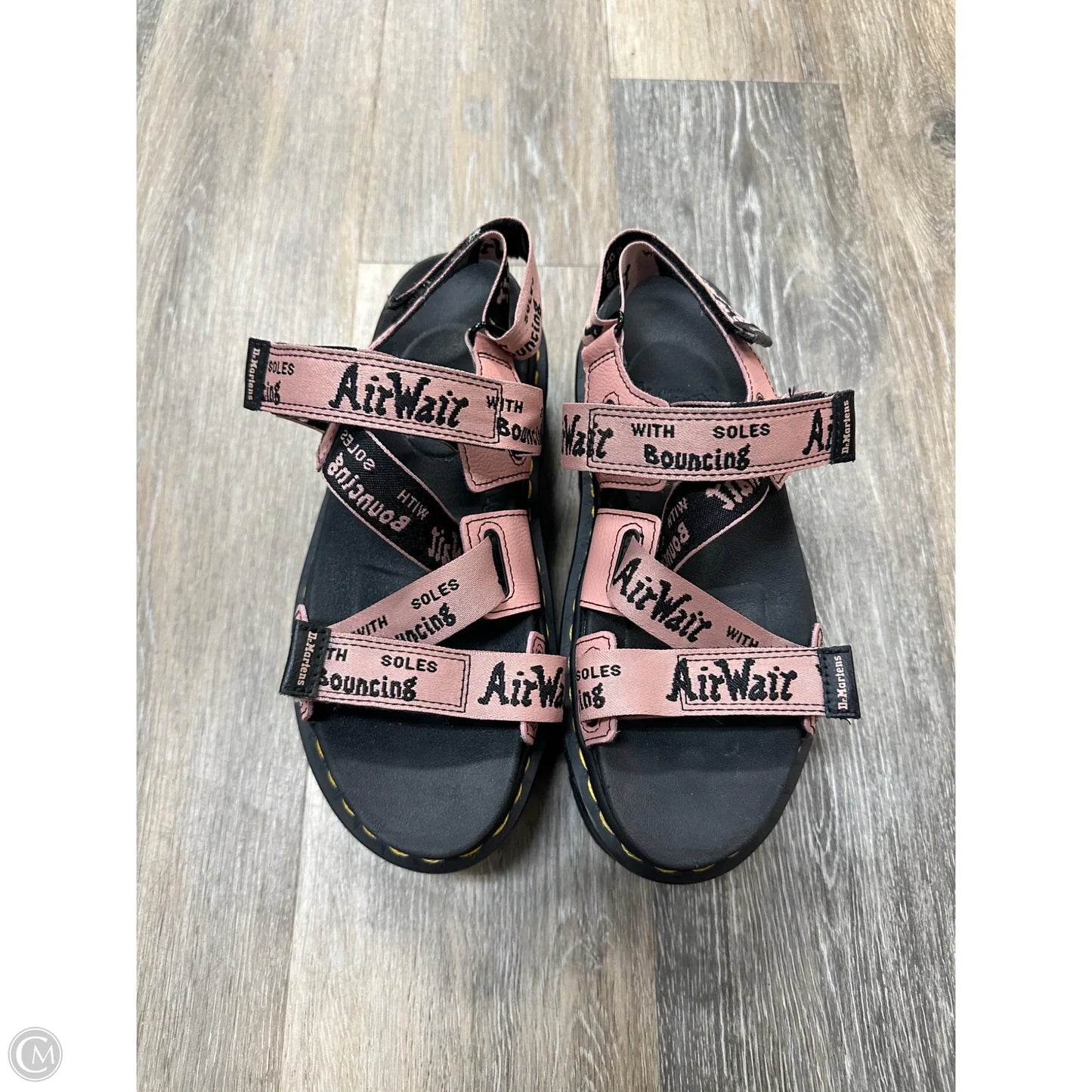 -Sandals Designer By Dr Martens In Black & Pink, Size: 8