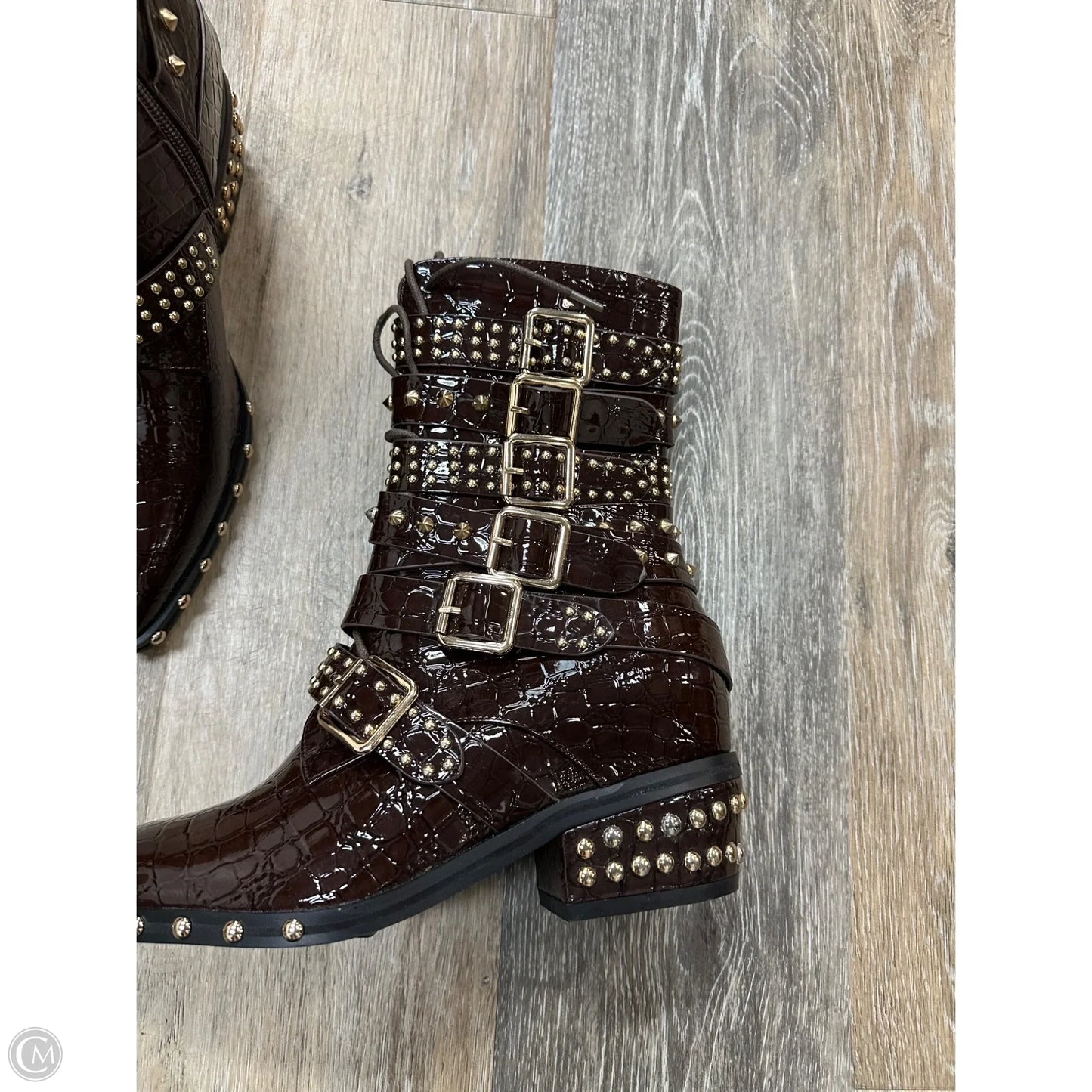 Boots Ankle Heels By Azalea Wang In Maroon, Size: 8