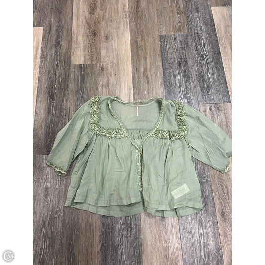 Blouse Short Sleeve By Free People In Green, Size: S