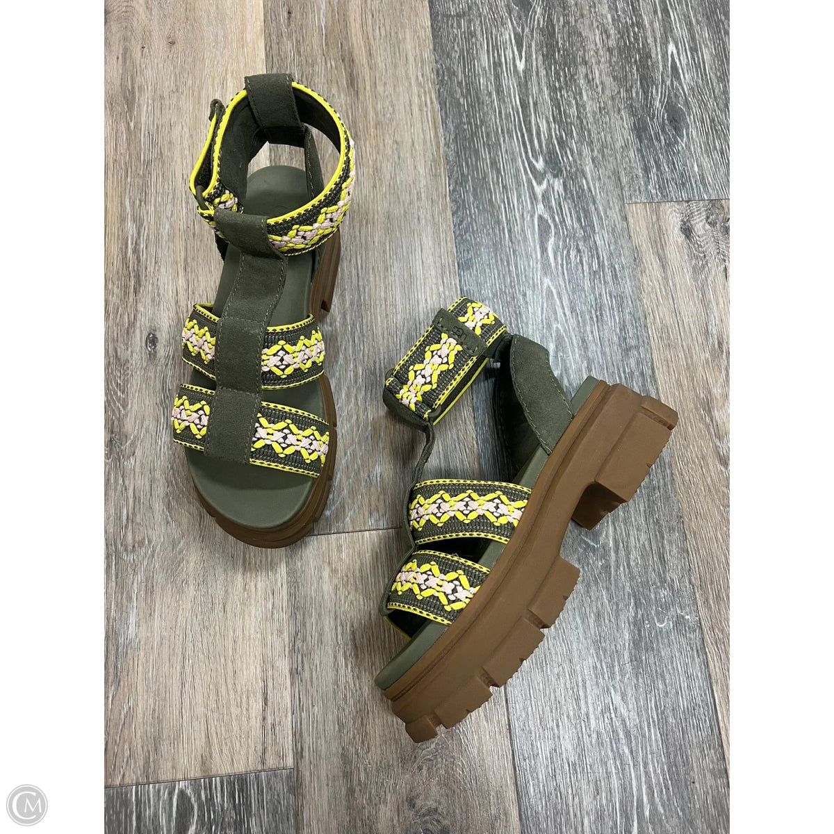 Sandals Designer By Ugg In Green, Size: 9