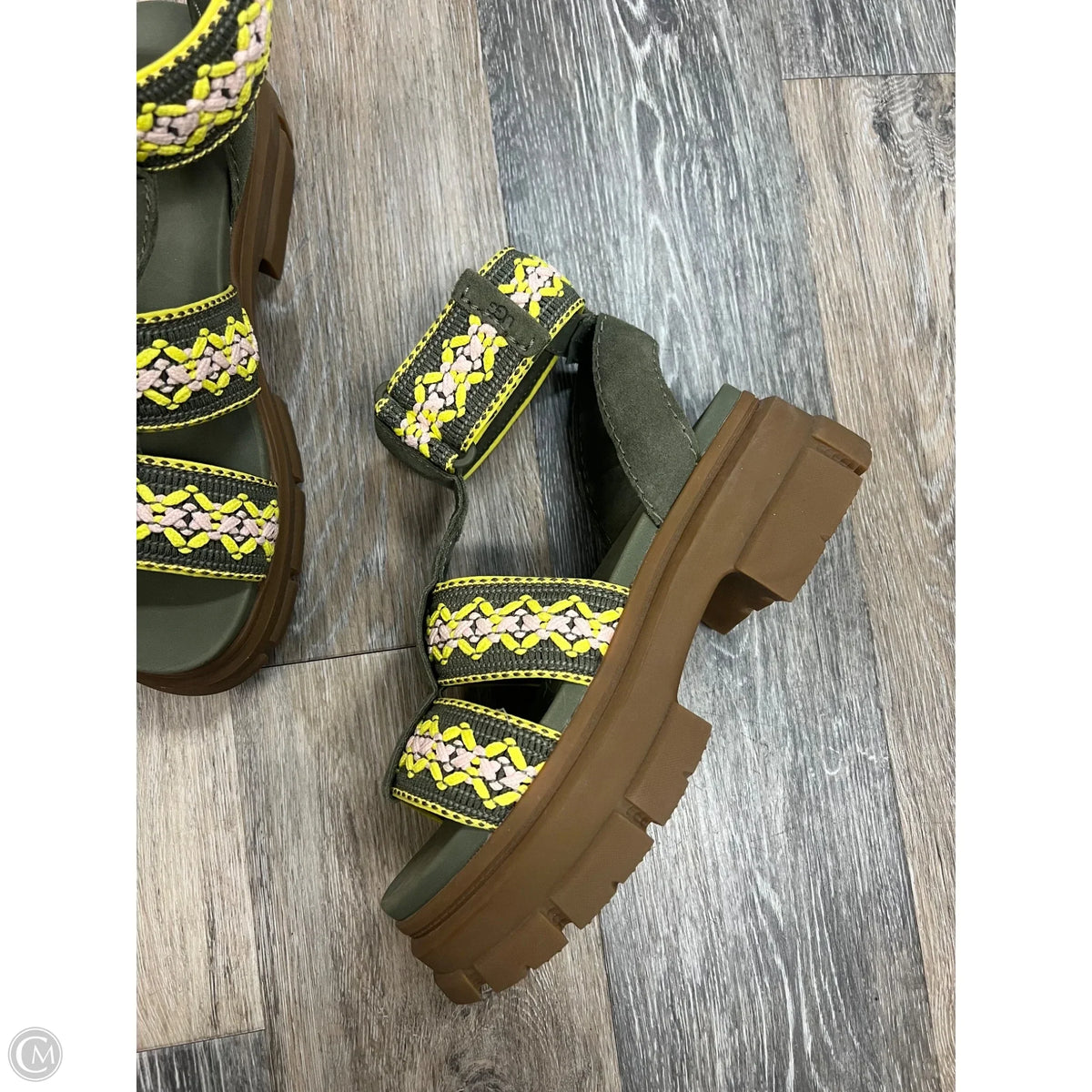Sandals Designer By Ugg In Green, Size: 9