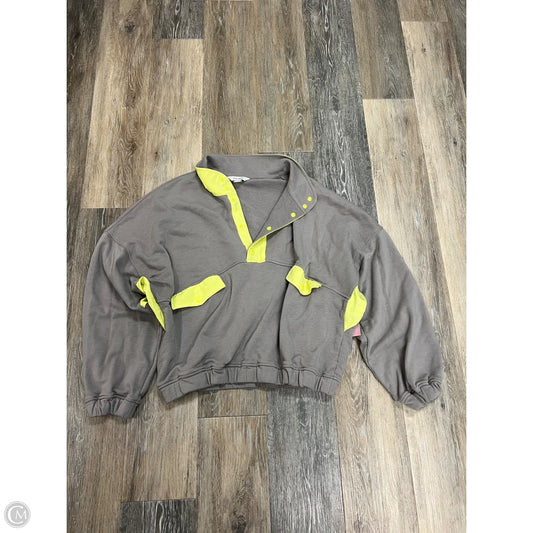 Sweatshirt Collar By Rae Mode In Grey & Yellow, Size: L
