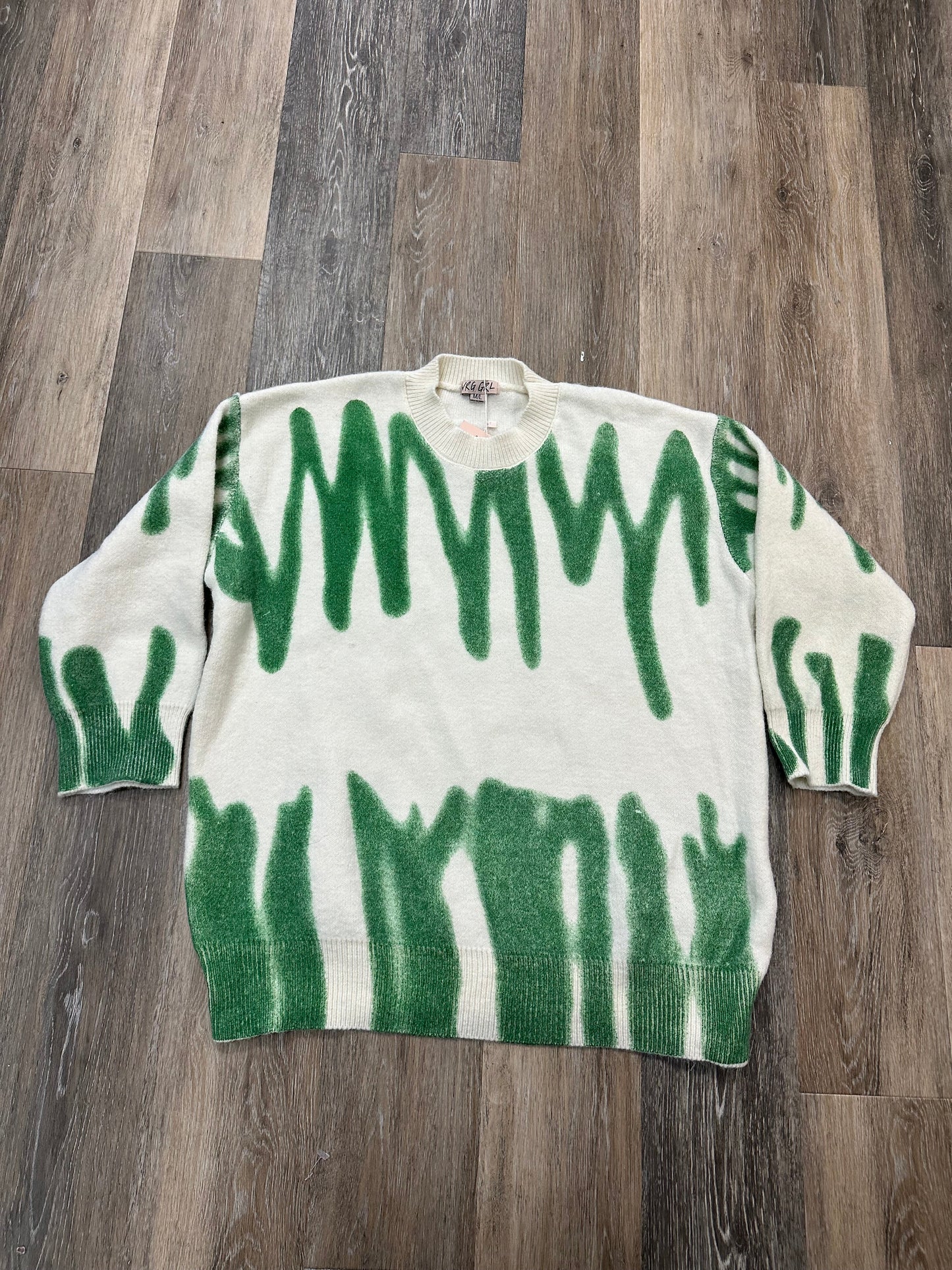 Sweater By VRG GRL In Green White