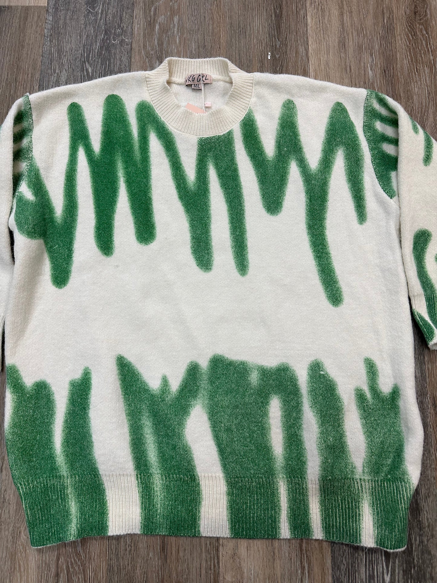 Sweater By VRG GRL In Green White