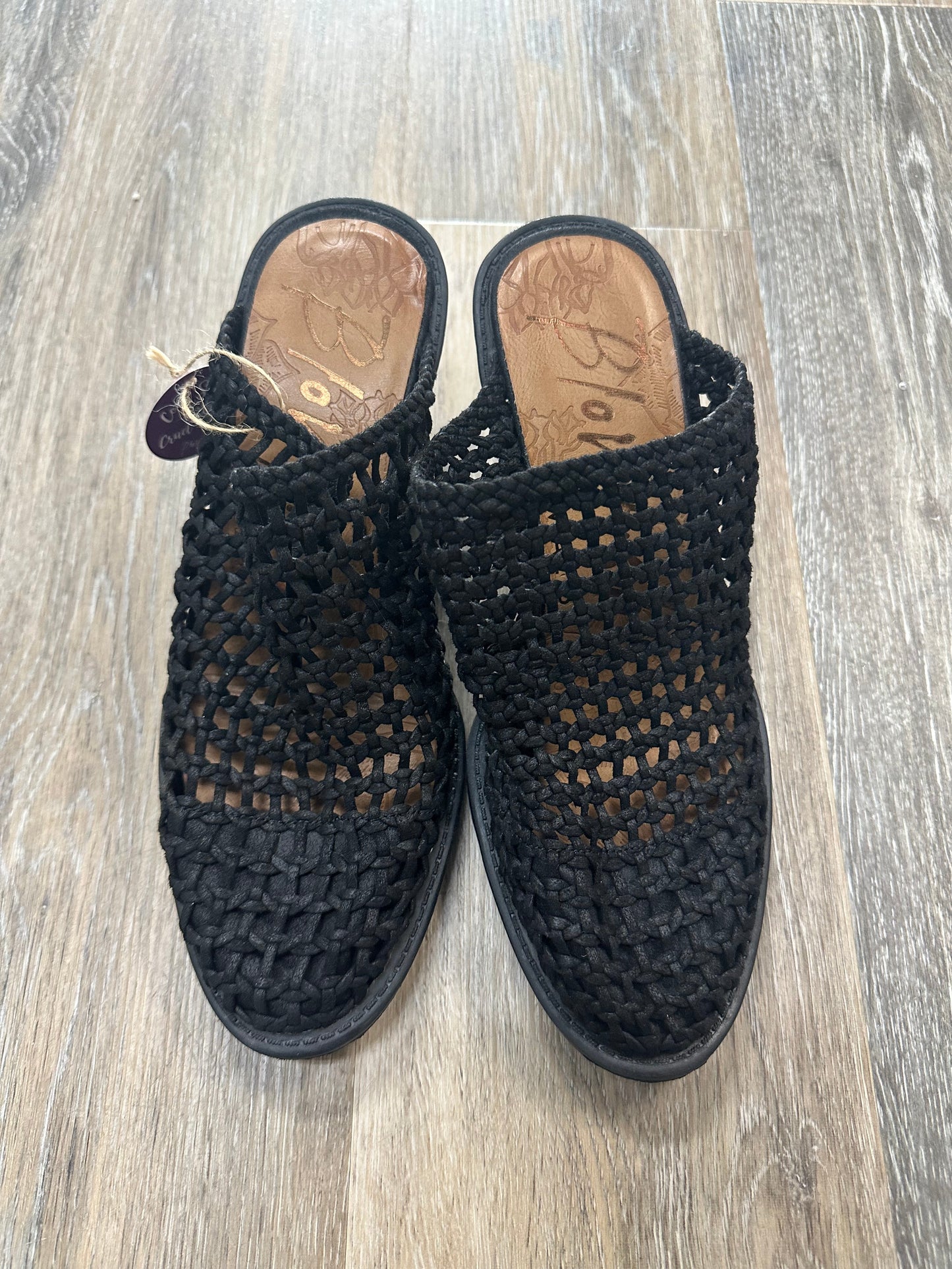 Black Shoes Heels Block Blowfish, Size 8