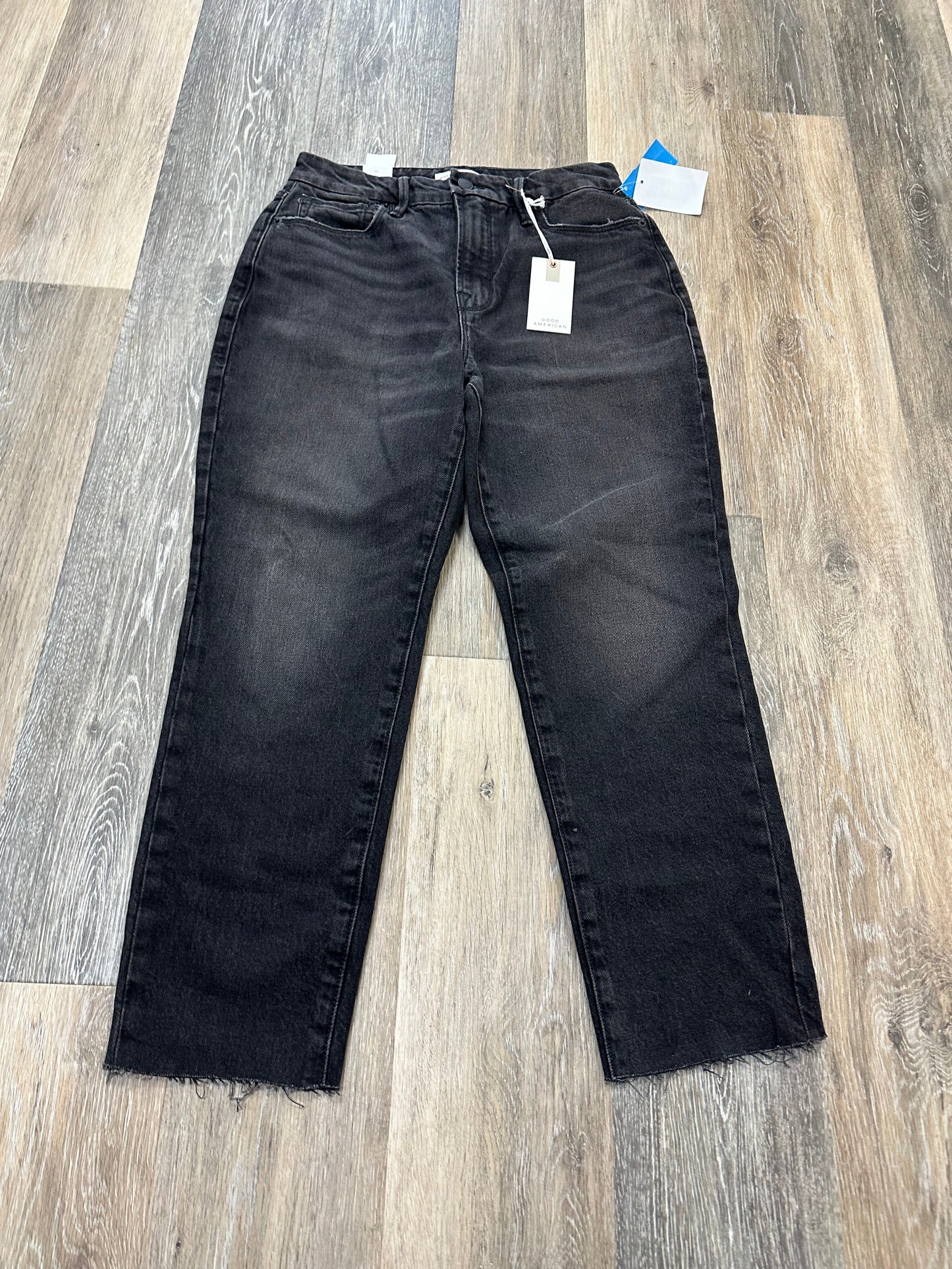 Black Denim Jeans Straight Good American, Size 2