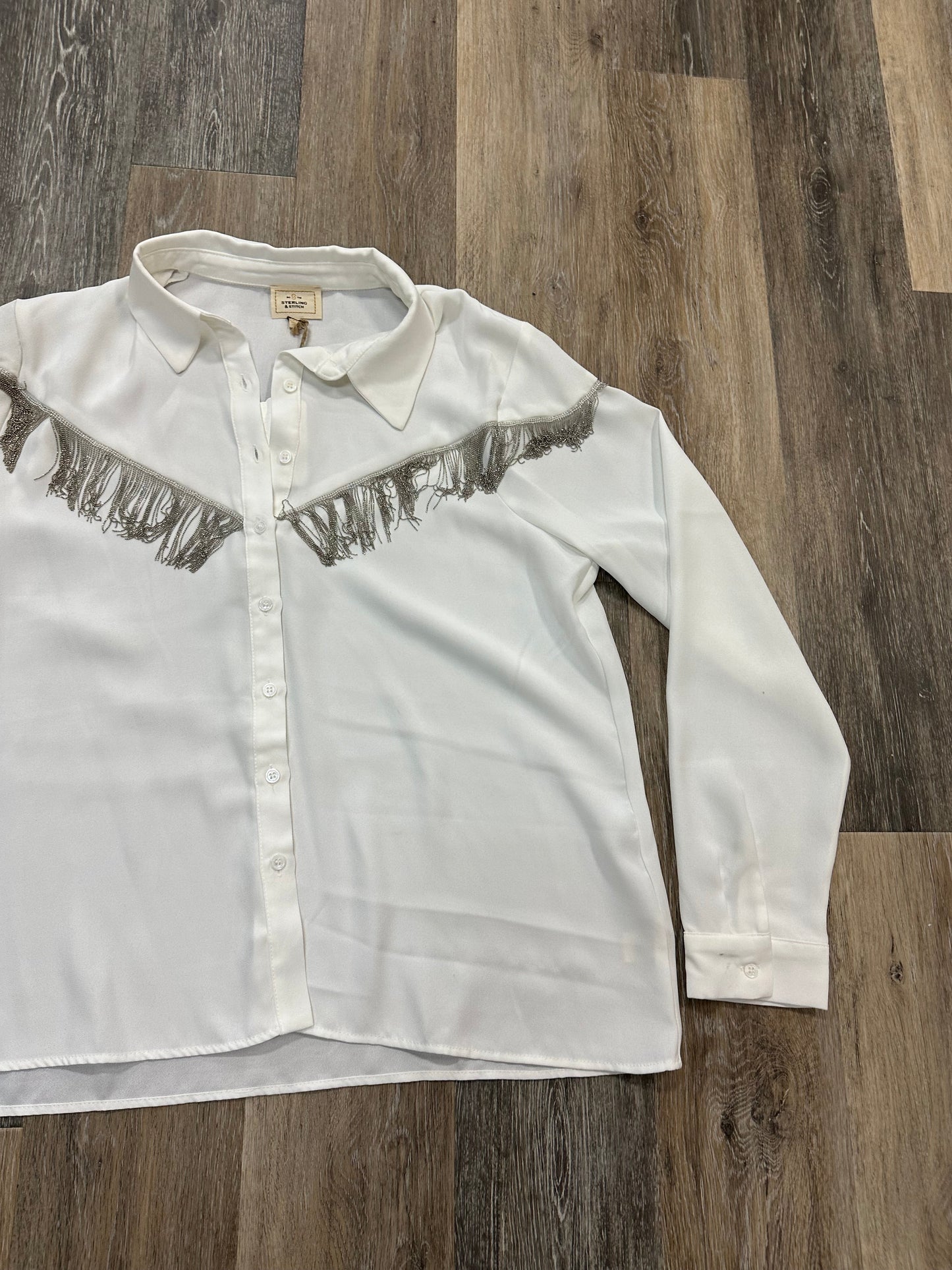 White Blouse Long Sleeve Sterling and Stitch, Size Xl