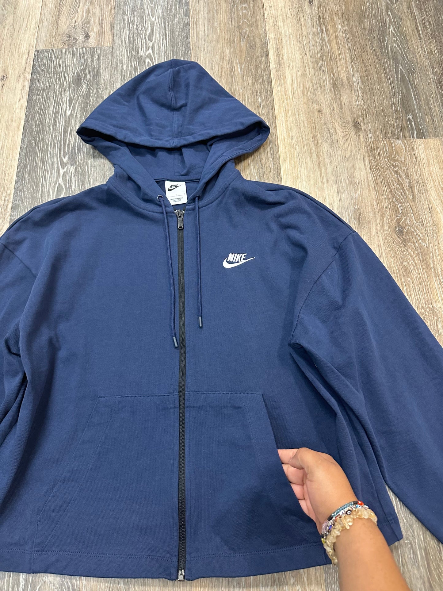 Athletic Sweatshirt Hoodie By Nike Apparel In Blue, Size: L