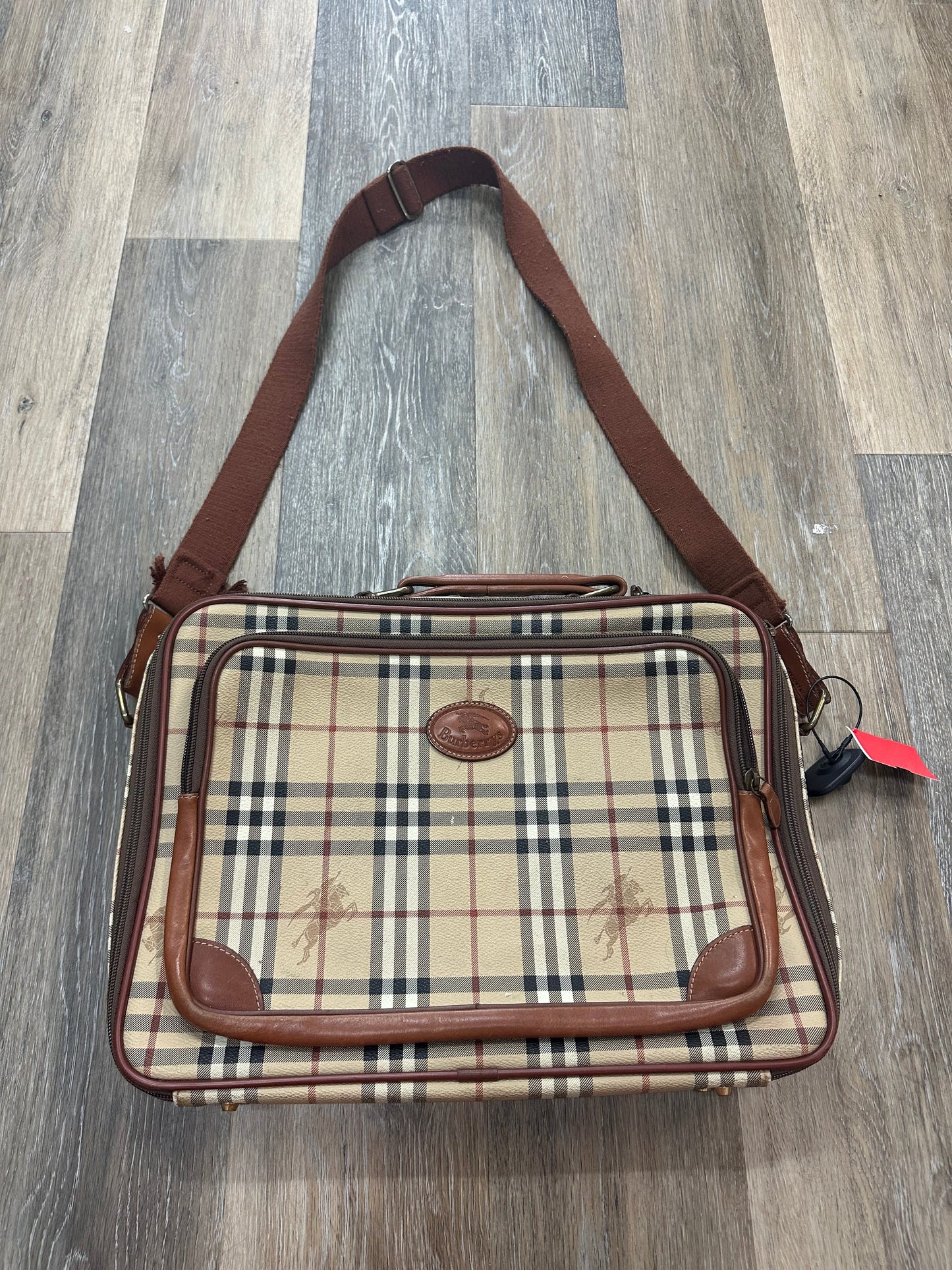 Plaid Pattern Laptop Bag Luxury Designer Burberry, Size Large