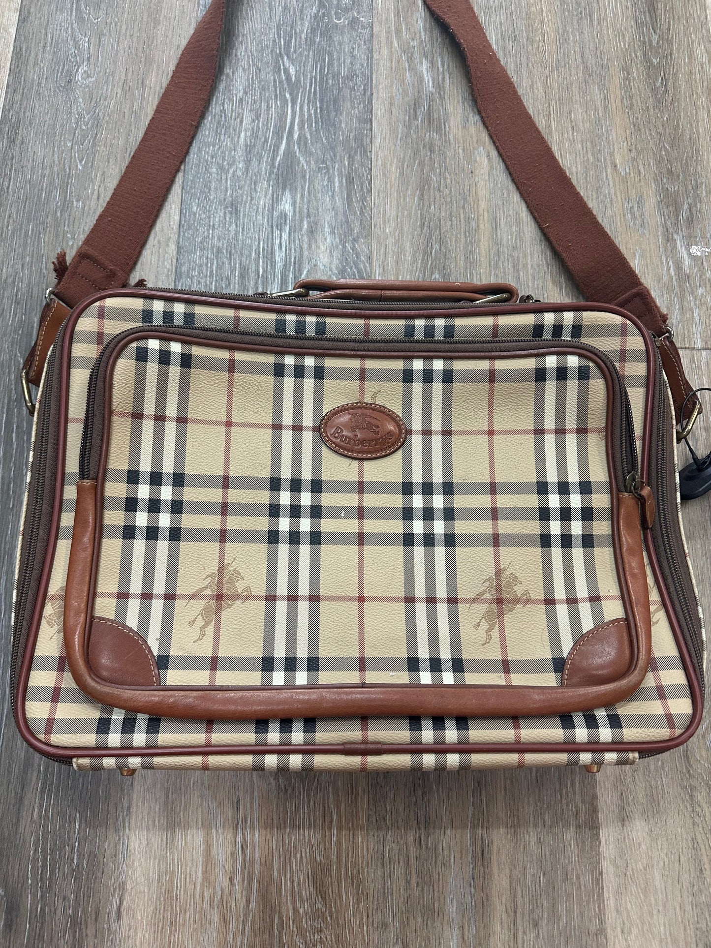 Plaid Pattern Laptop Bag Luxury Designer Burberry, Size Large