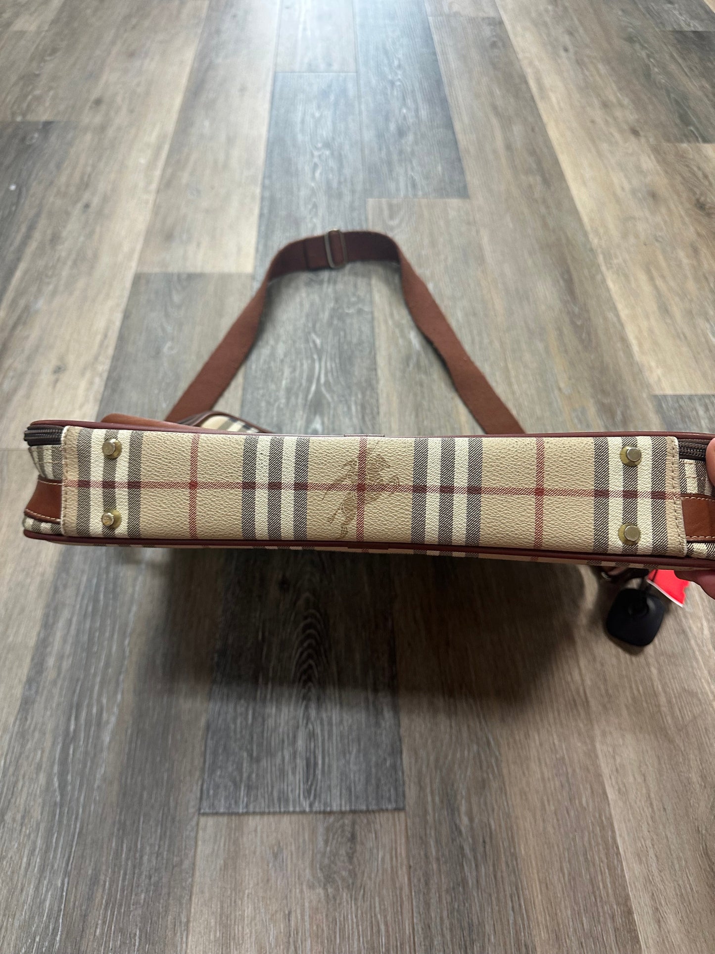 Plaid Pattern Laptop Bag Luxury Designer Burberry, Size Large