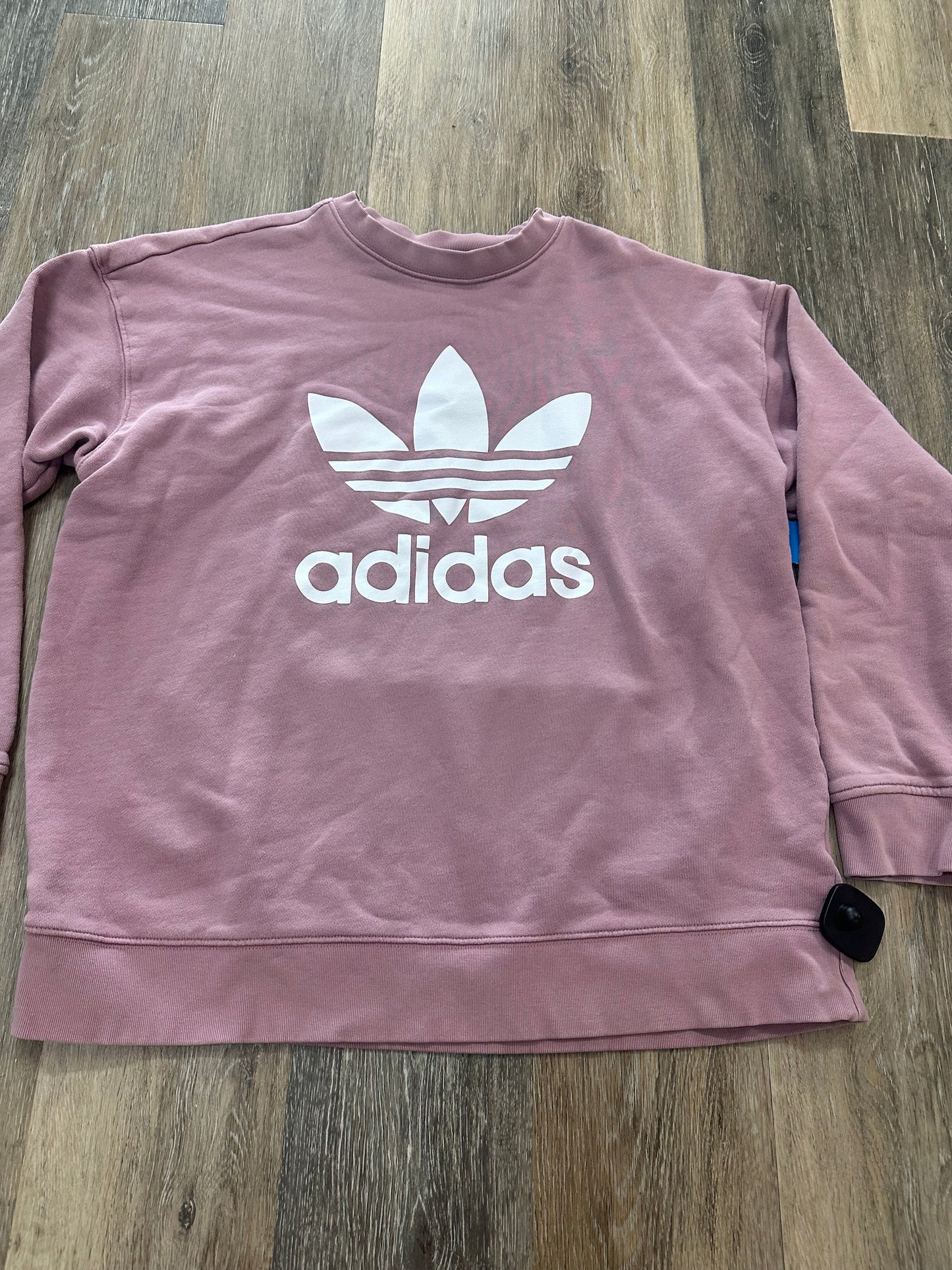 Pink Athletic Sweatshirt Crewneck Adidas, Size L