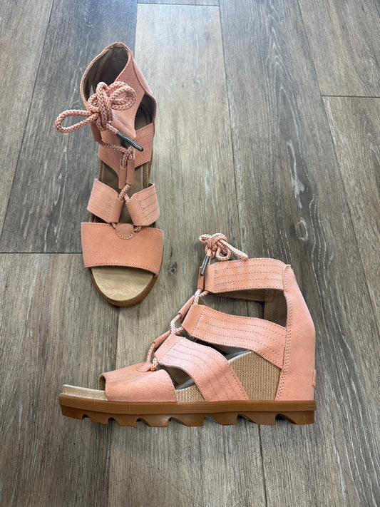 Pink Sandals Heels Platform Sorel, Size 9