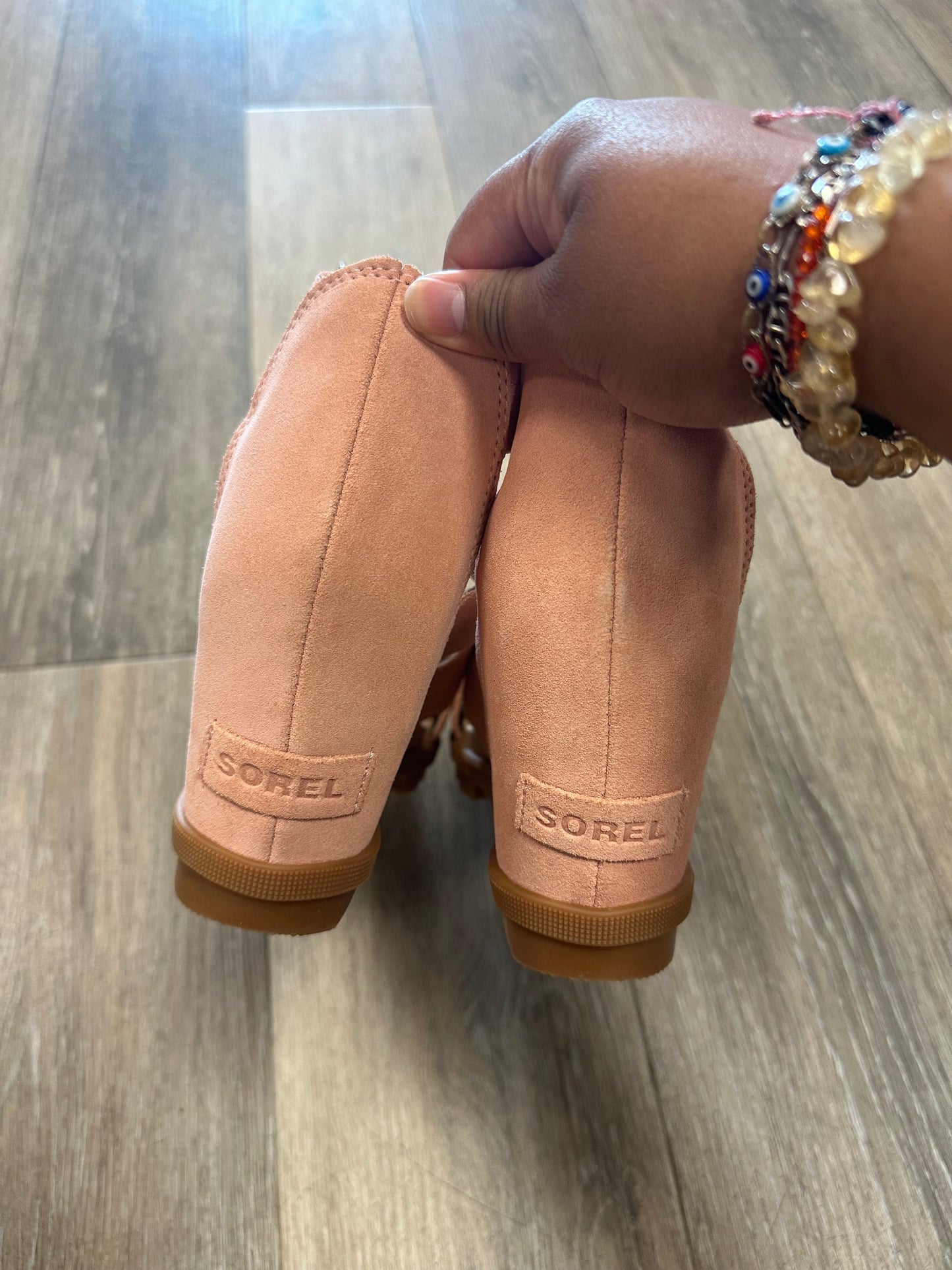 Pink Sandals Heels Platform Sorel, Size 9