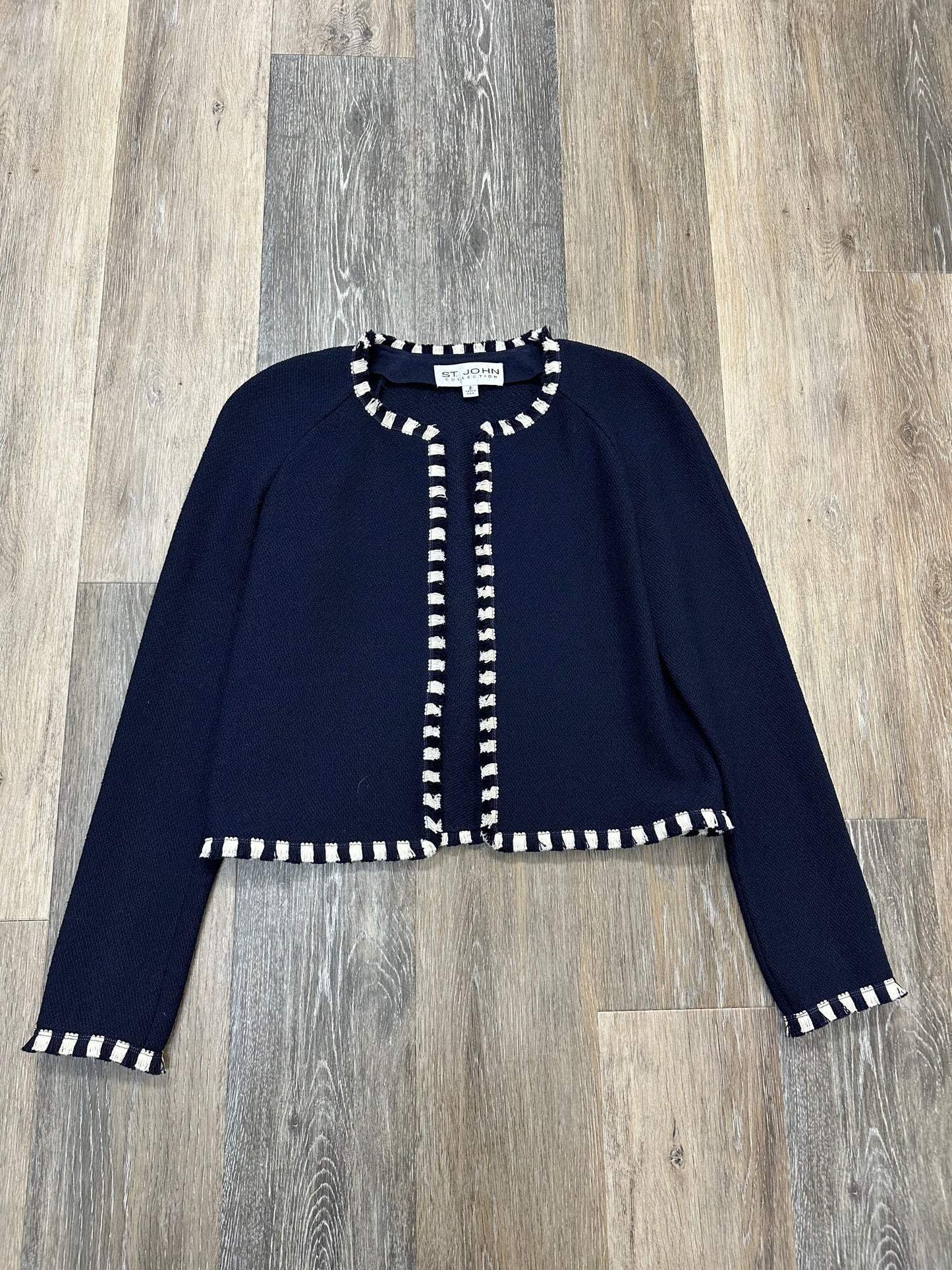 Sweater Cardigan Designer By St John Collection In Navy, Size: 2