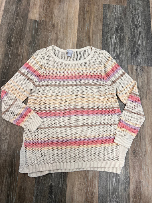 Sweater By Chicos In Striped Pattern, Size: L