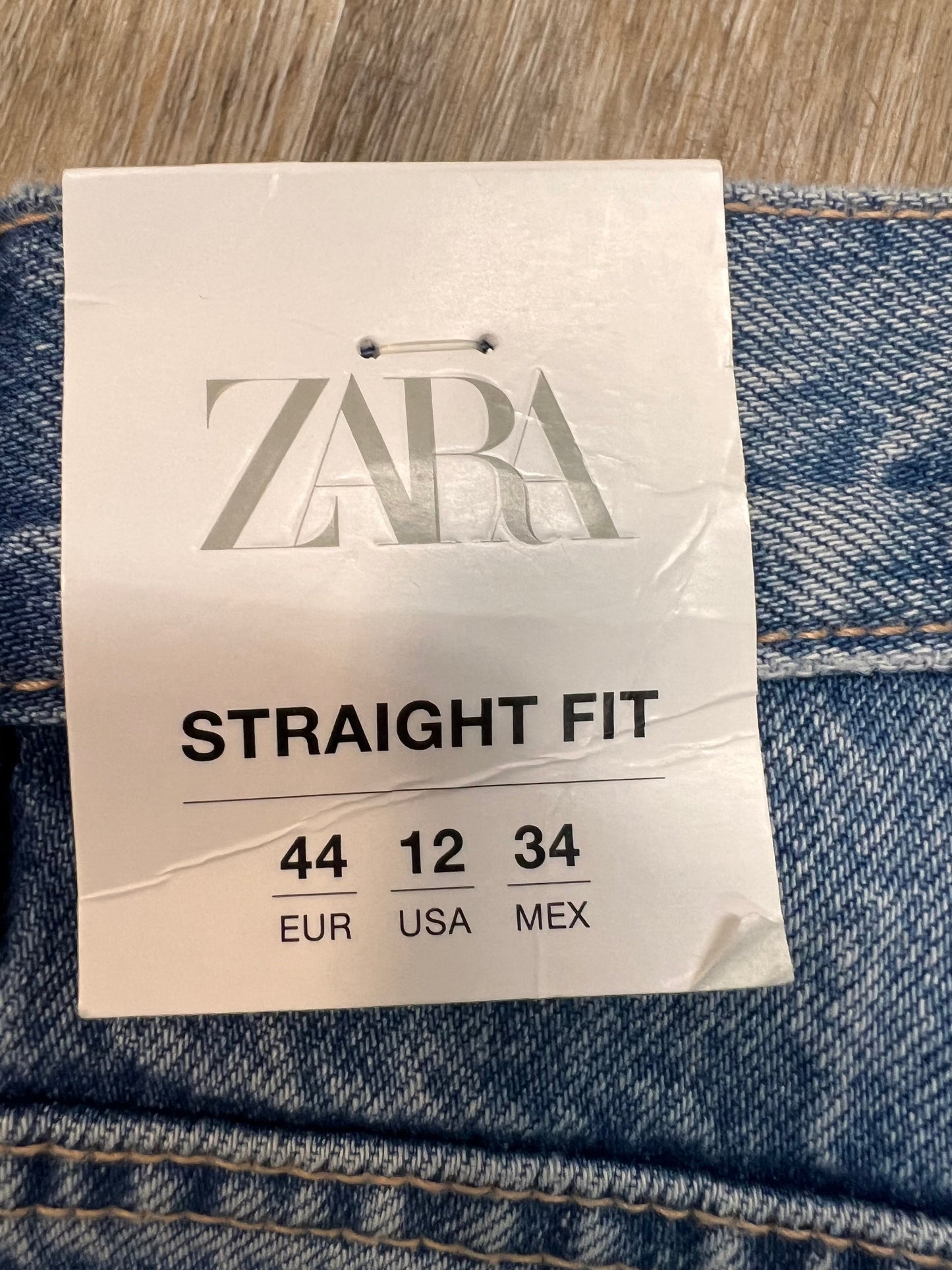 Jeans Straight By Zara In Blue Denim, Size: 12