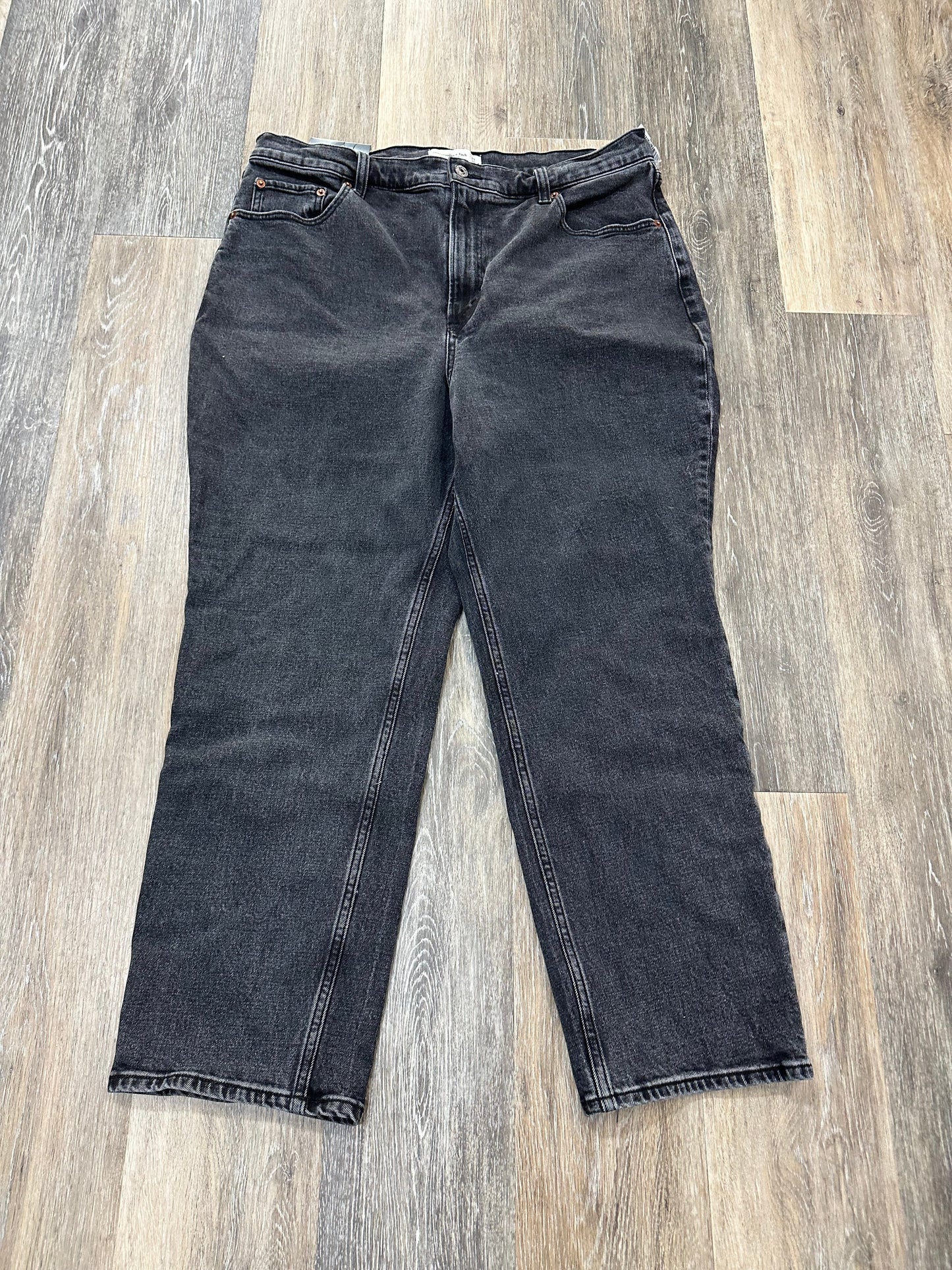 Jeans Straight By Abercrombie And Fitch In Black Denim, Size: 16