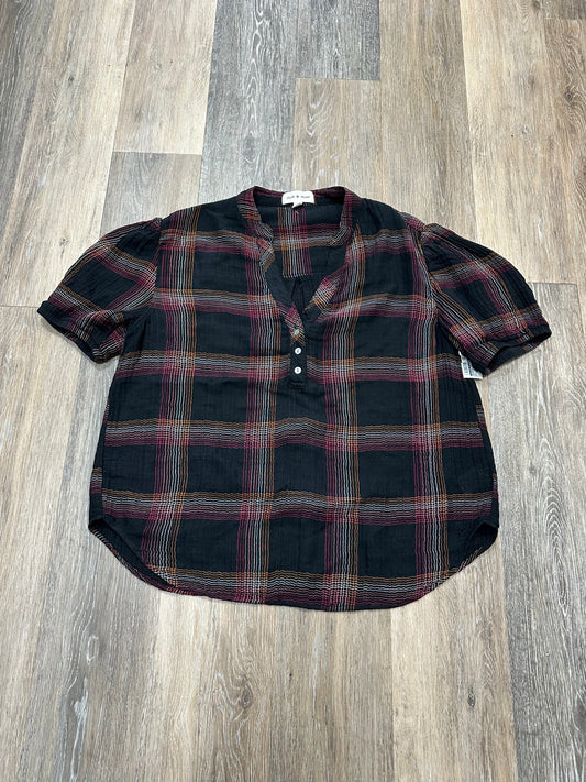 Blouse Short Sleeve By Cloth & Stone In Plaid Pattern, Size: S