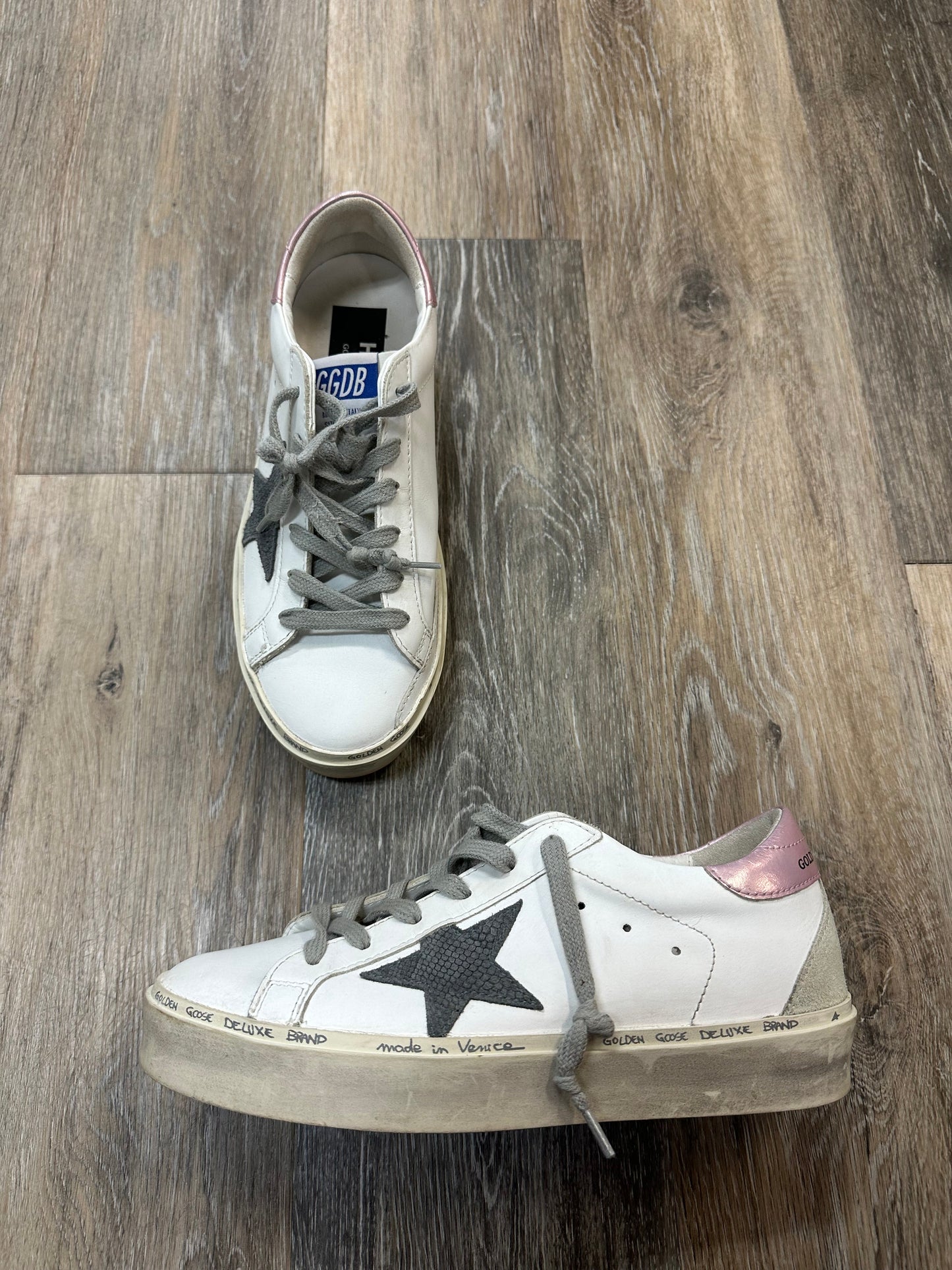 Shoes Luxury Designer By Golden Goose In Pink & White, Size: 7