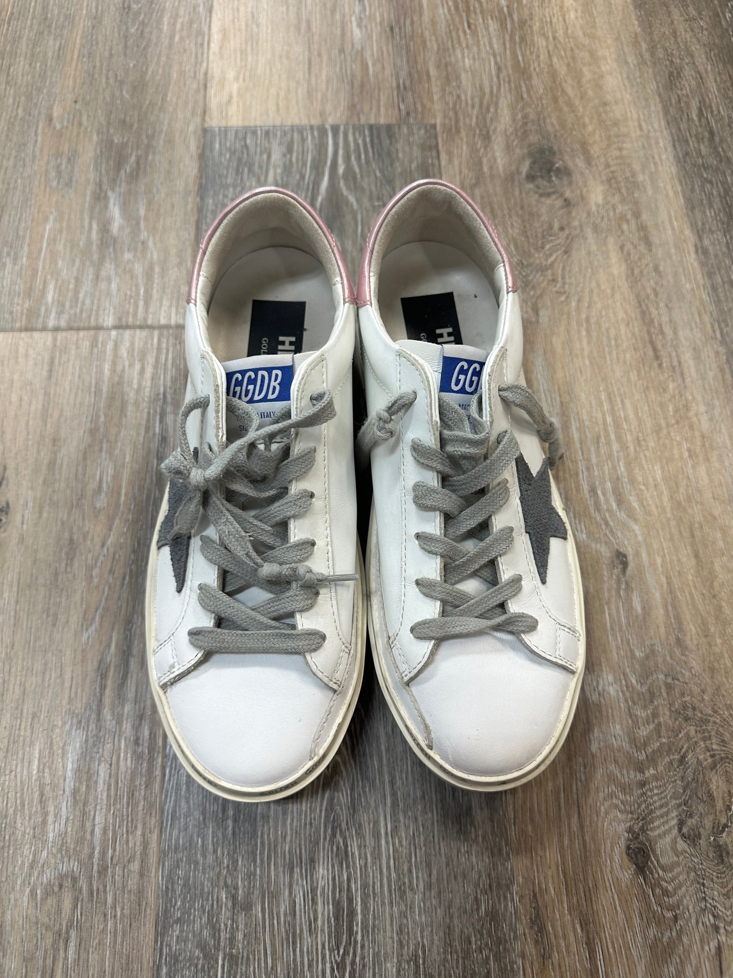 Shoes Luxury Designer By Golden Goose In Pink & White, Size: 7