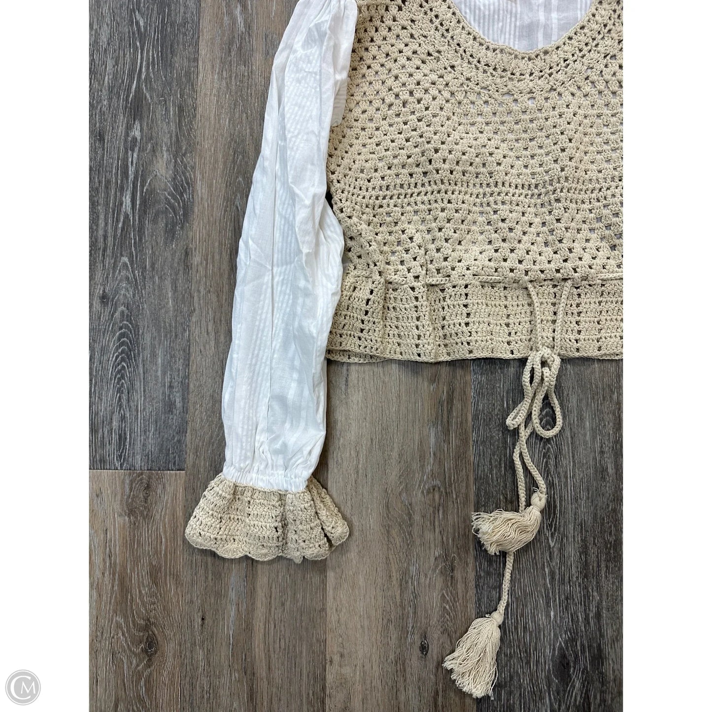 Blouse Long Sleeve By Elan In White, Size: L