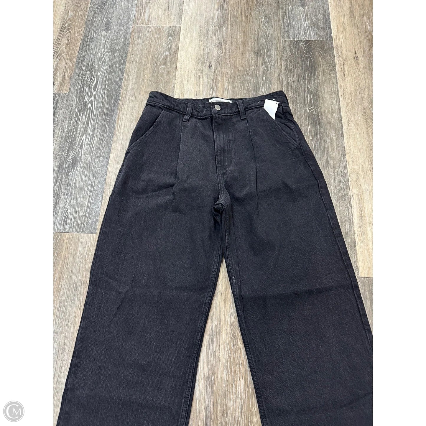 Jeans Wide Leg By Abercrombie And Fitch In Black Denim, Size: 6p