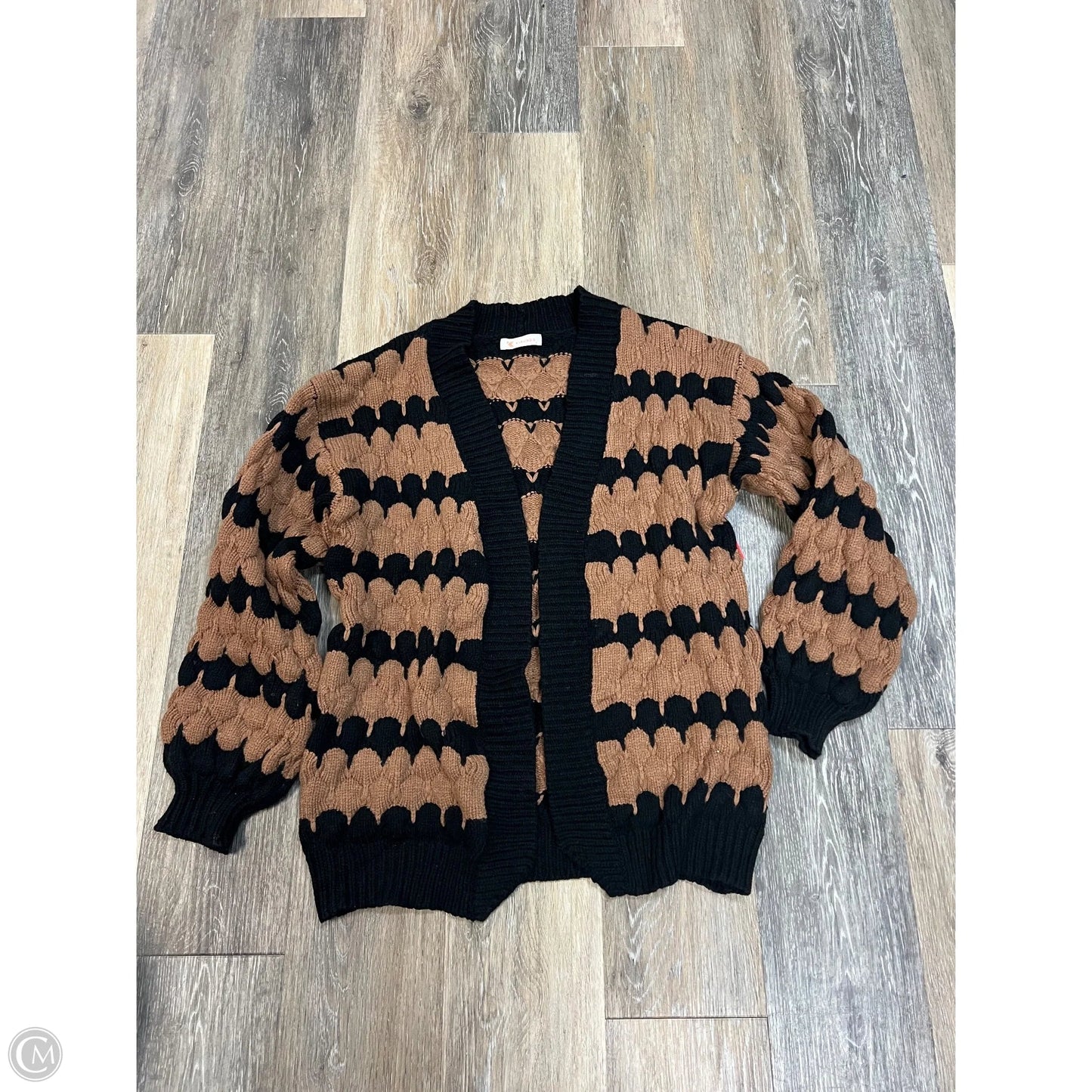 Sweater Cardigan By Kirundo In Black & Brown, Size: S