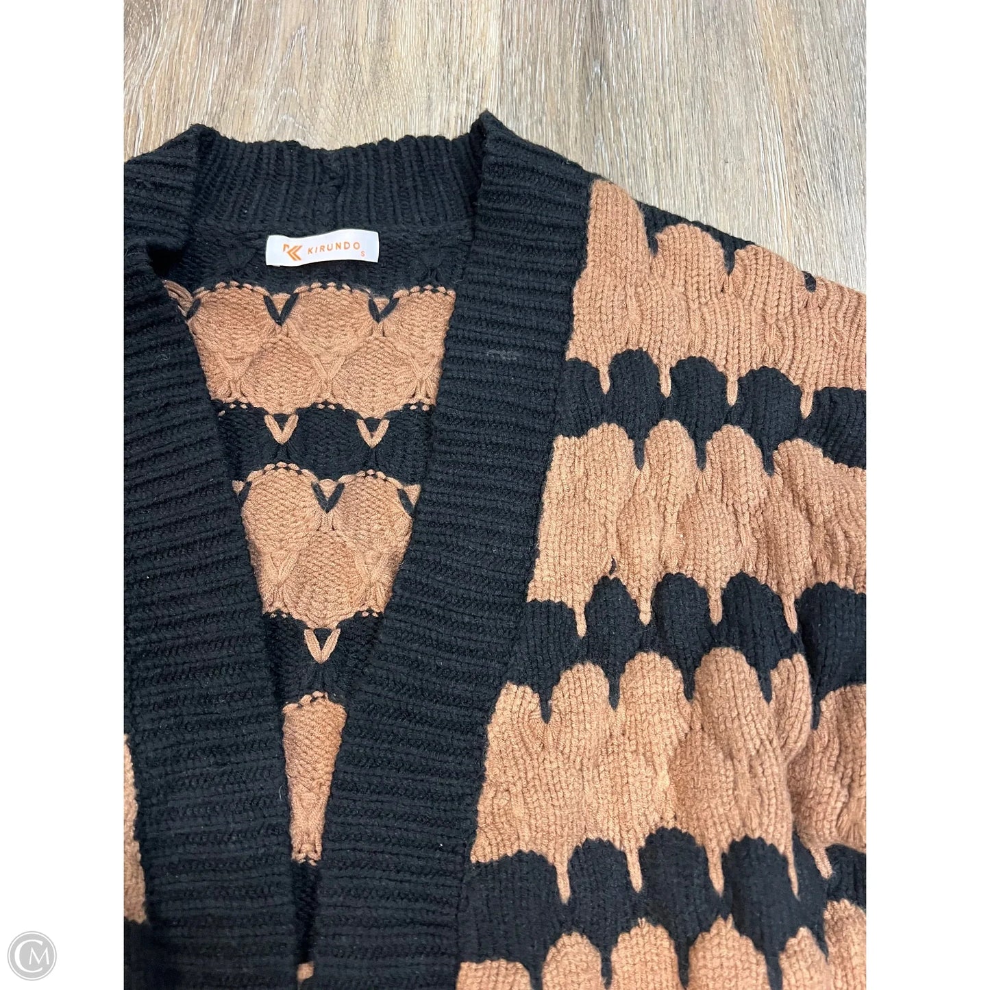 Sweater Cardigan By Kirundo In Black & Brown, Size: S
