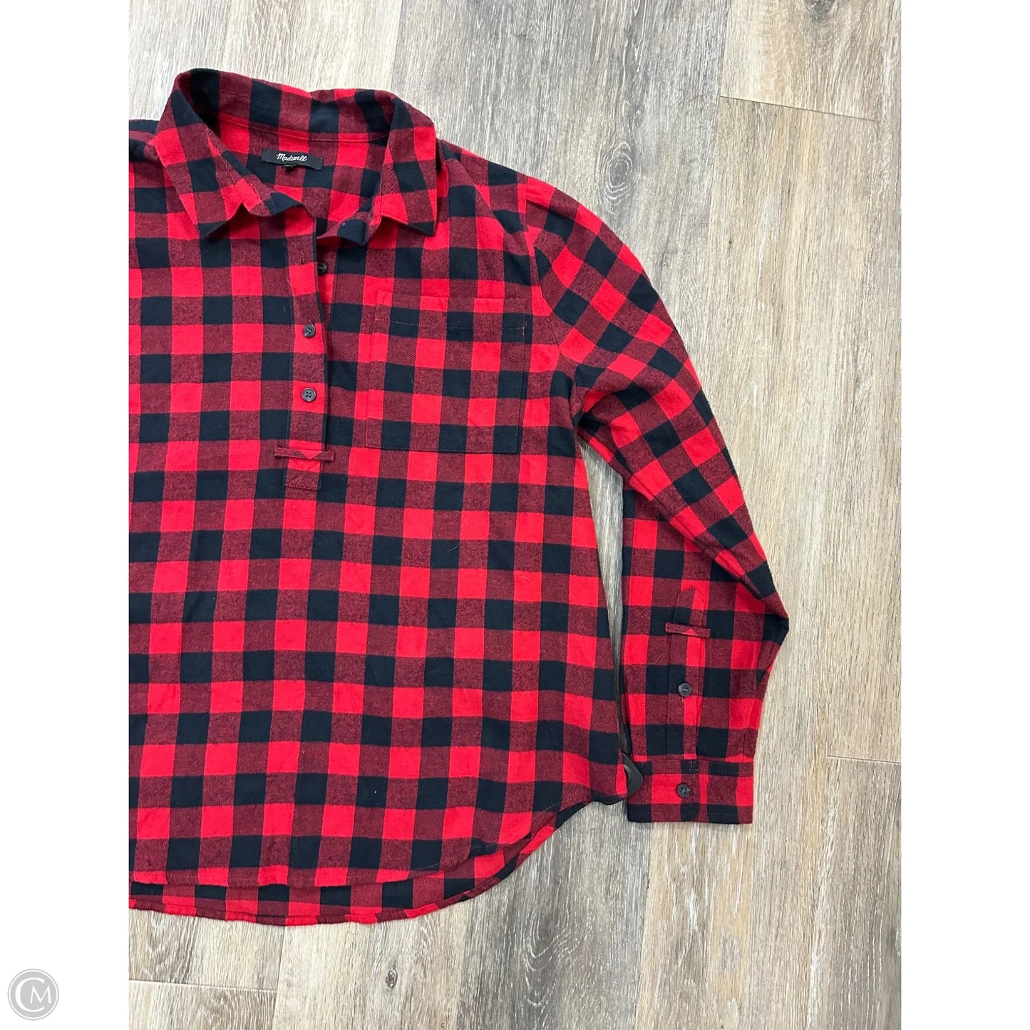 Blouse Long Sleeve By Madewell In Black & Red, Size: Xl