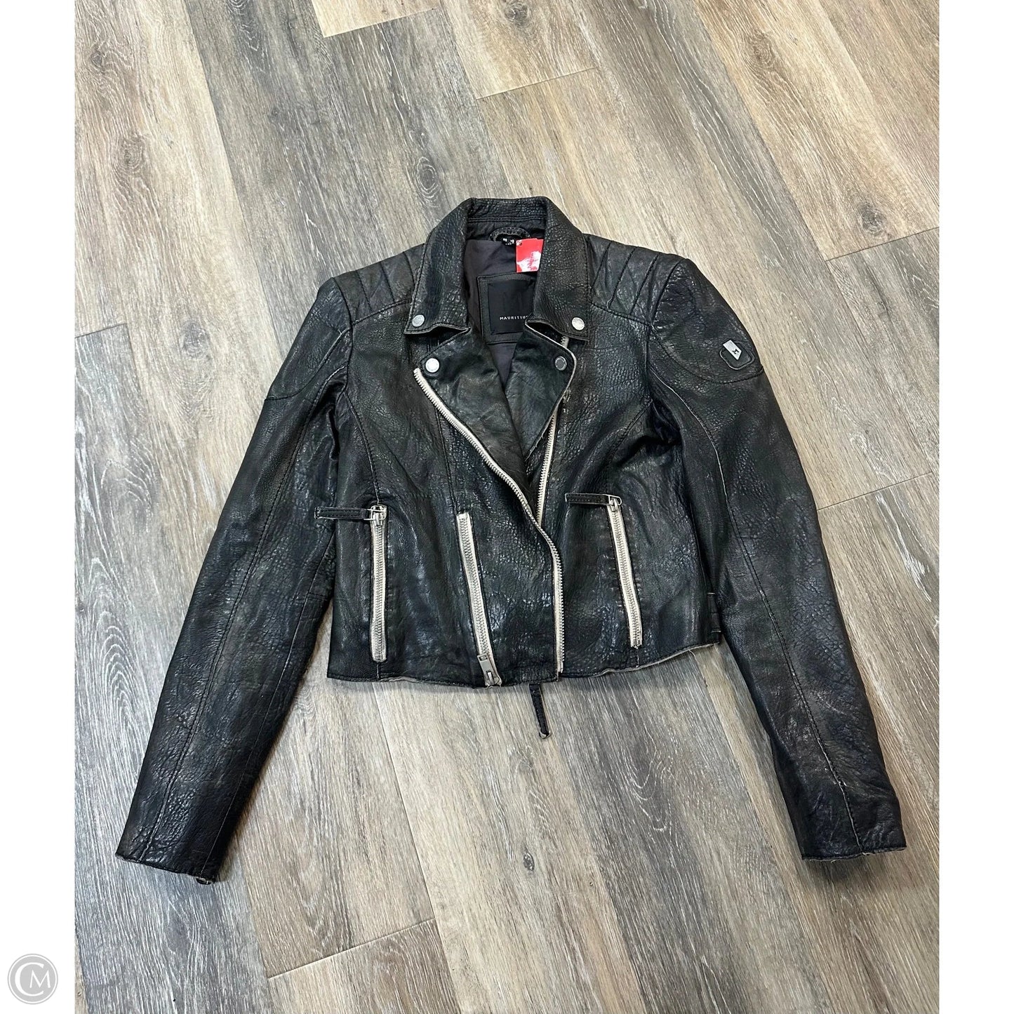 Jacket Moto Leather By Mauritius In Black, Size: S