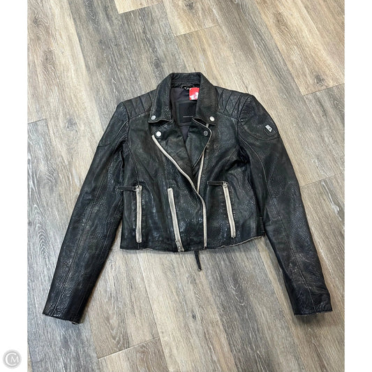 Jacket Moto Leather By Mauritius In Black, Size: S