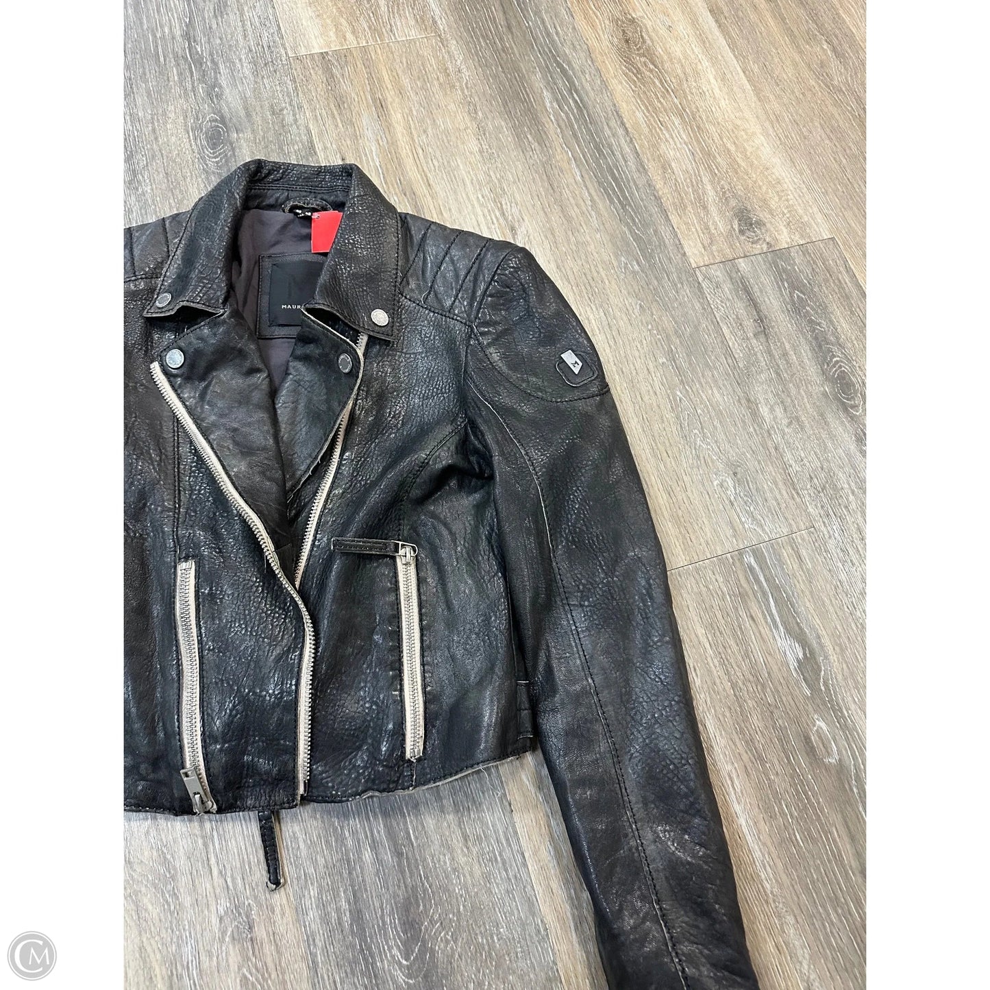 Jacket Moto Leather By Mauritius In Black, Size: S