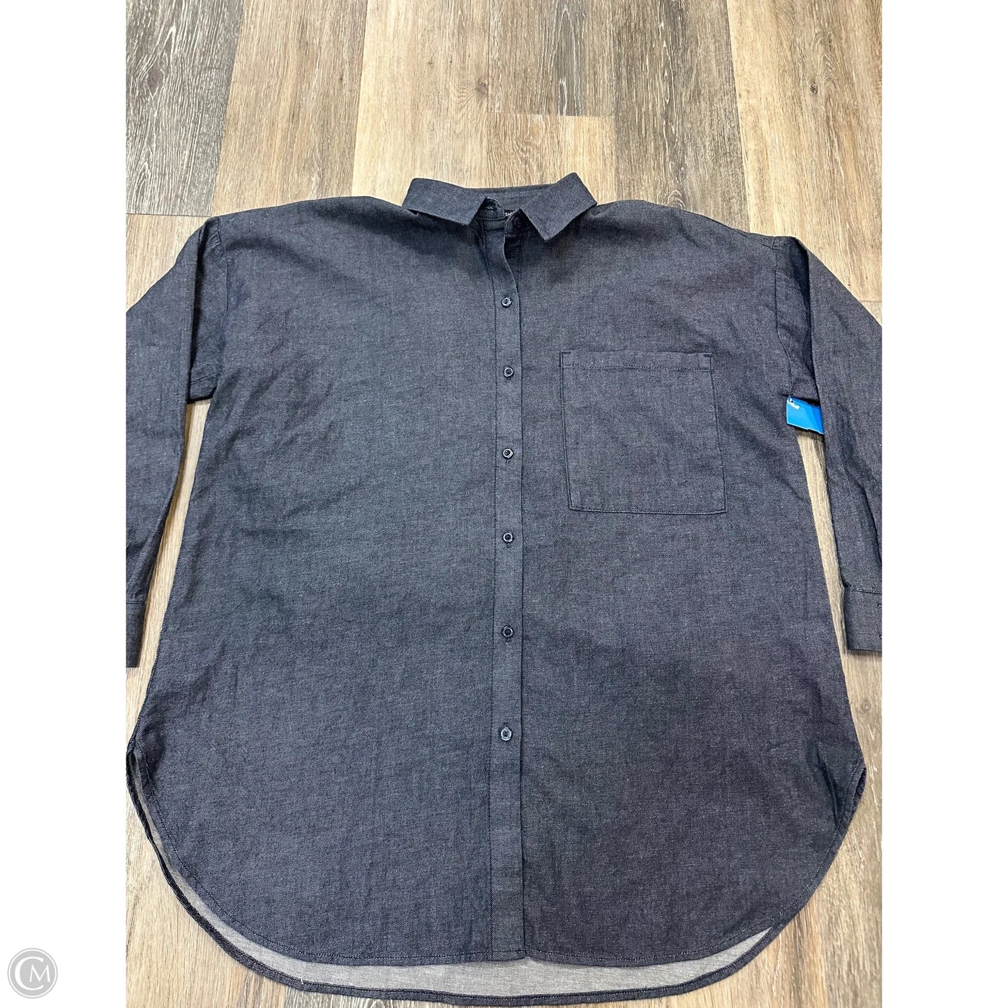 Blouse Long Sleeve By Eileen Fisher In Blue Denim, Size: M